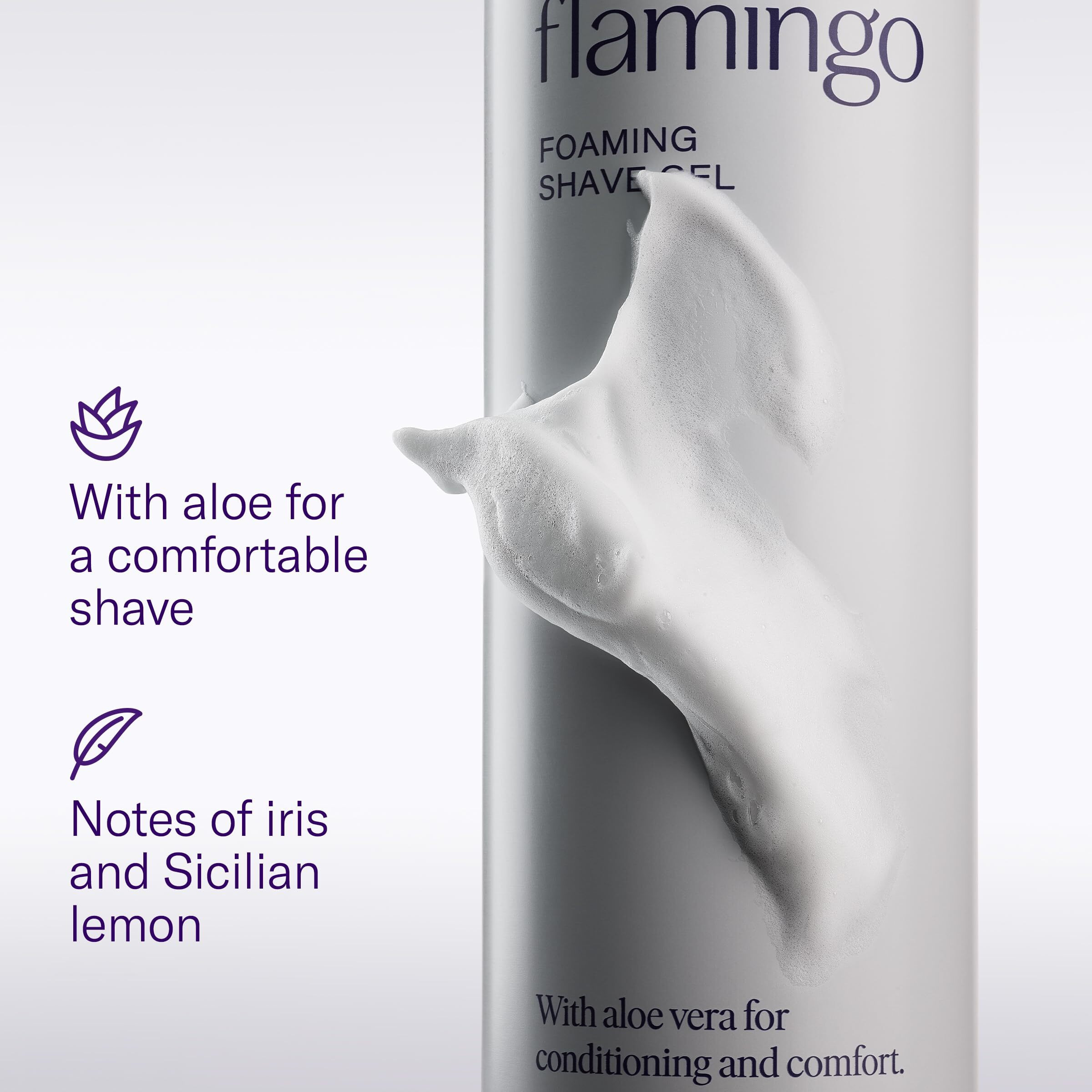 Flamingo Razors For Women Shave Set, 1 Women's Razor Handle (Lilac), 2 Razor Five-Blade Refills, 1 Oz. Foaming Shave Gel, And 1 Shower Holder