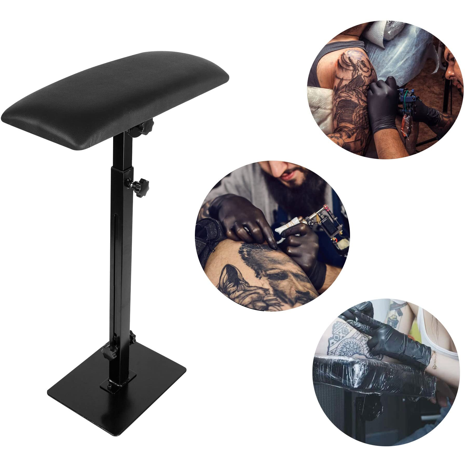 Square Tattoo Arm Rest, Tattoo Armrest, Cakmsmao Professional Heavy Duty Iron Tattoo Armrest Adjustable Height And Tilt Tattoo Equipment, Leg Rest Stand Arm Bar Pad Tattoo Tool, Pu Leather