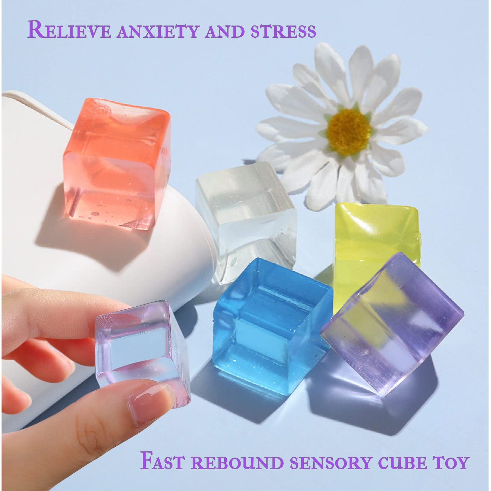 12Pcs Ice Cube Stress Balls - Party Favors Gifts For Kids Adults, Funny Fidget Stress Ball, Squeezy Sensory Cubes, Soft Squishies Anxiety Toys For Kids And Adults With Adhd And Autism