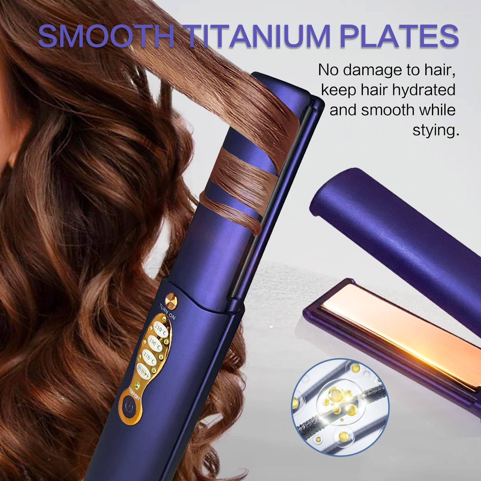 Cordless Hair Straighteners Titanium Portable Flat Iron Wireless Hair Straightener 2 In 1 For Straightening And Curling Travel Straightener Dual Voltage 5000 Mah Battery Heats Up In Seconds