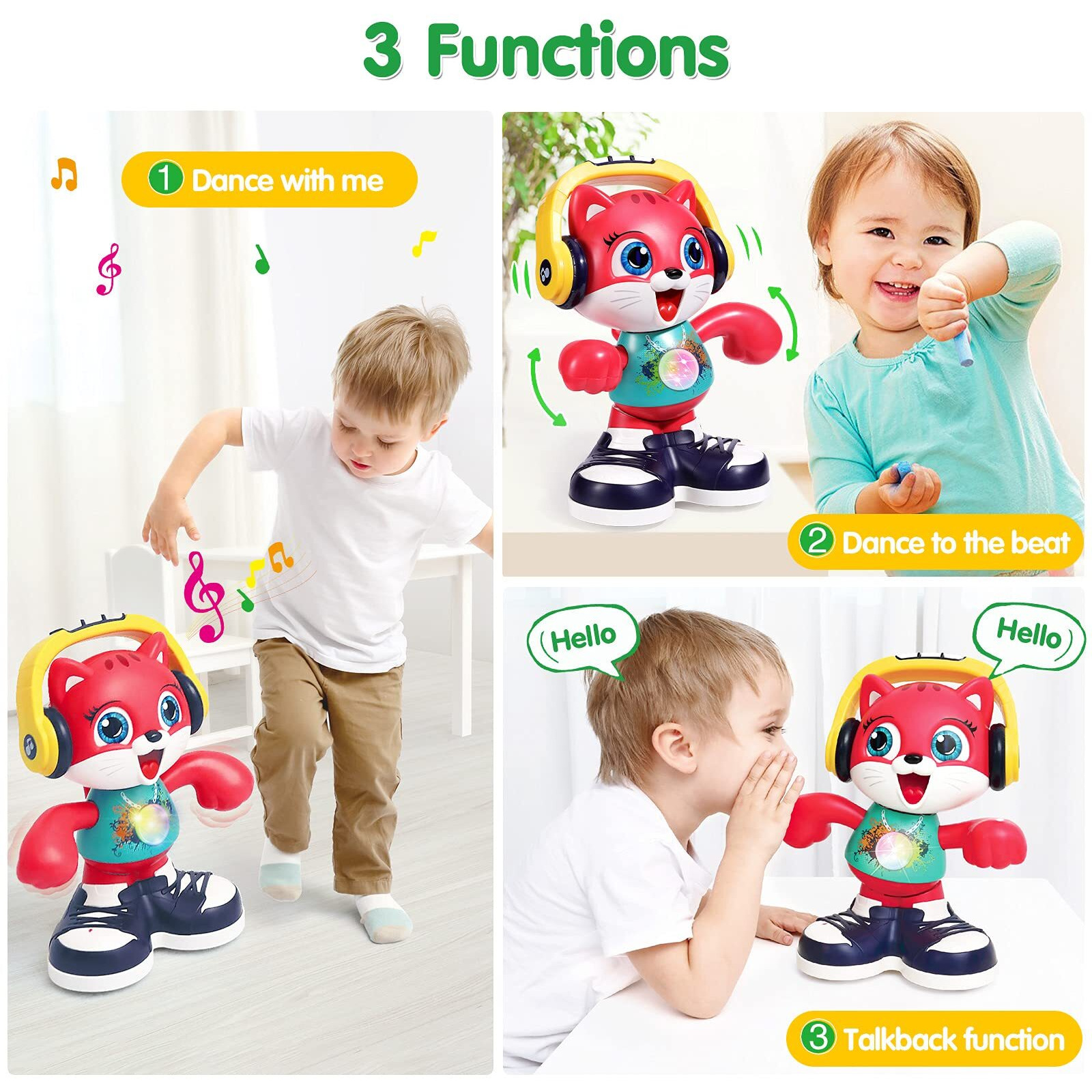 Baby Toys 12-18 Months Dancing Cat Toys For 1 Year Old Boys Girls With Music & Recording Kids Interactive Early Learning Educational Toddler Toys For 1 2 3 Year Old Boys Girls Birthday Xmas Gift