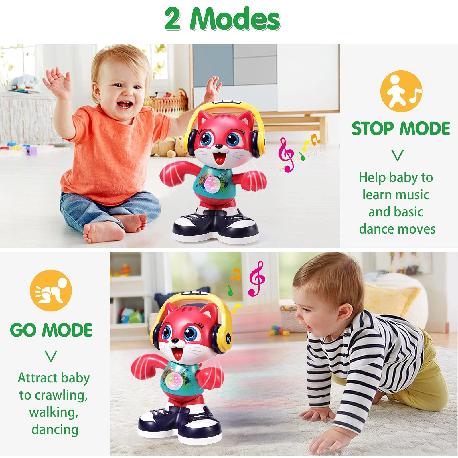 Baby Toys 12-18 Months Dancing Cat Toys For 1 Year Old Boys Girls With Music & Recording Kids Interactive Early Learning Educational Toddler Toys For 1 2 3 Year Old Boys Girls Birthday Xmas Gift