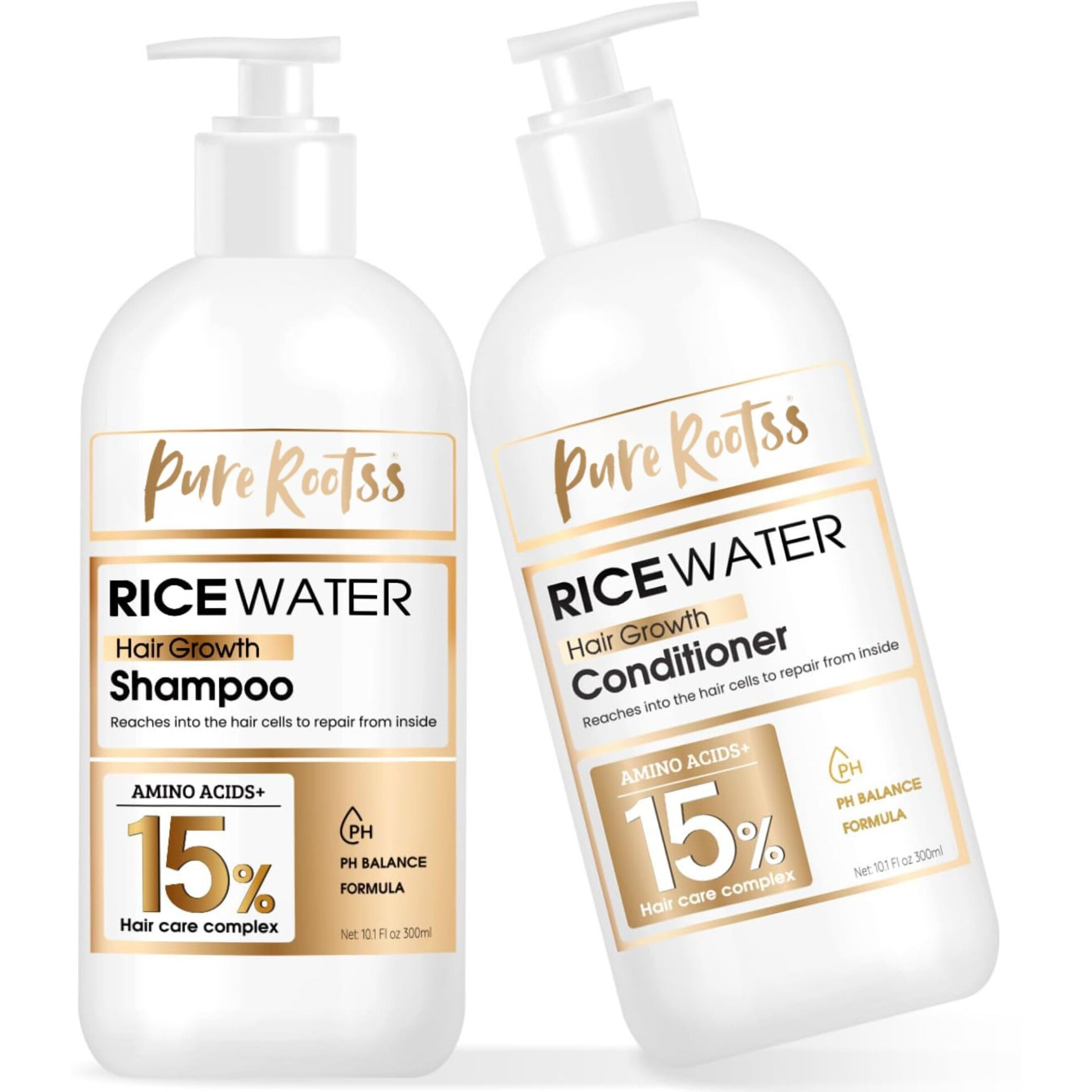 Rice Water Shampoo And Conditioner Set For Thinning Hair - With Natural Ingredients Including Biotin And Caffeine, Men And Women