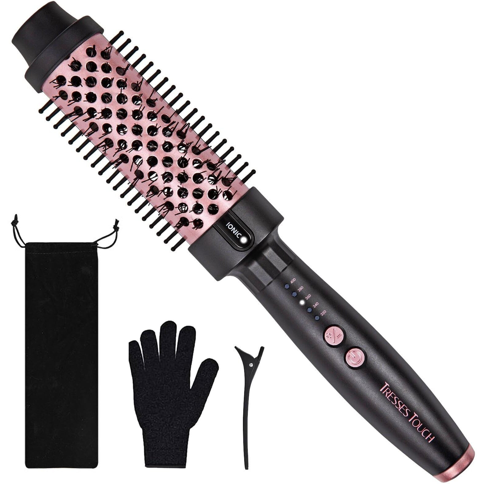 Thermal Brush, 1.5 Inch Blowout Brush, Ionic Heated Round Brush With 5 Settings, Dual Voltage Curling Brush, Round Brush For Blowout Look, Rose Gold