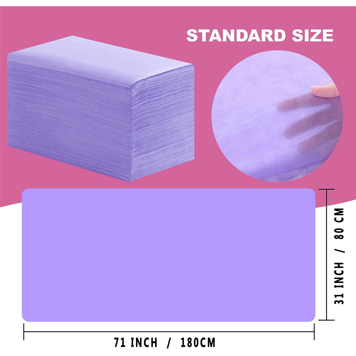 Disposable Bed Sheets 100 Pcs 31"" X 71"" Massage Table Sheets Non Woven Fabric Spa Bed Cover Breathable For Massage Beauty Tattoos(Purple)
