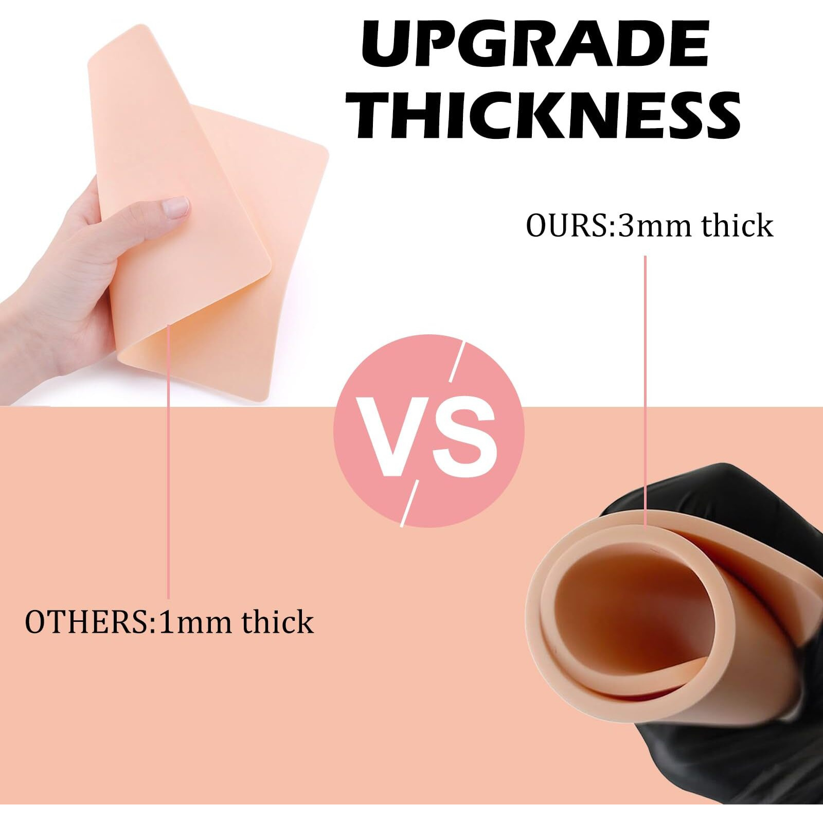 10Pcs Tattoo Skin 3Mm - Urknall Fake Skin Blank Tattoo Practice Skin Double Sides Fake Skin Tattoo For Beginners And Tattoo Artists Tattoo Supplies