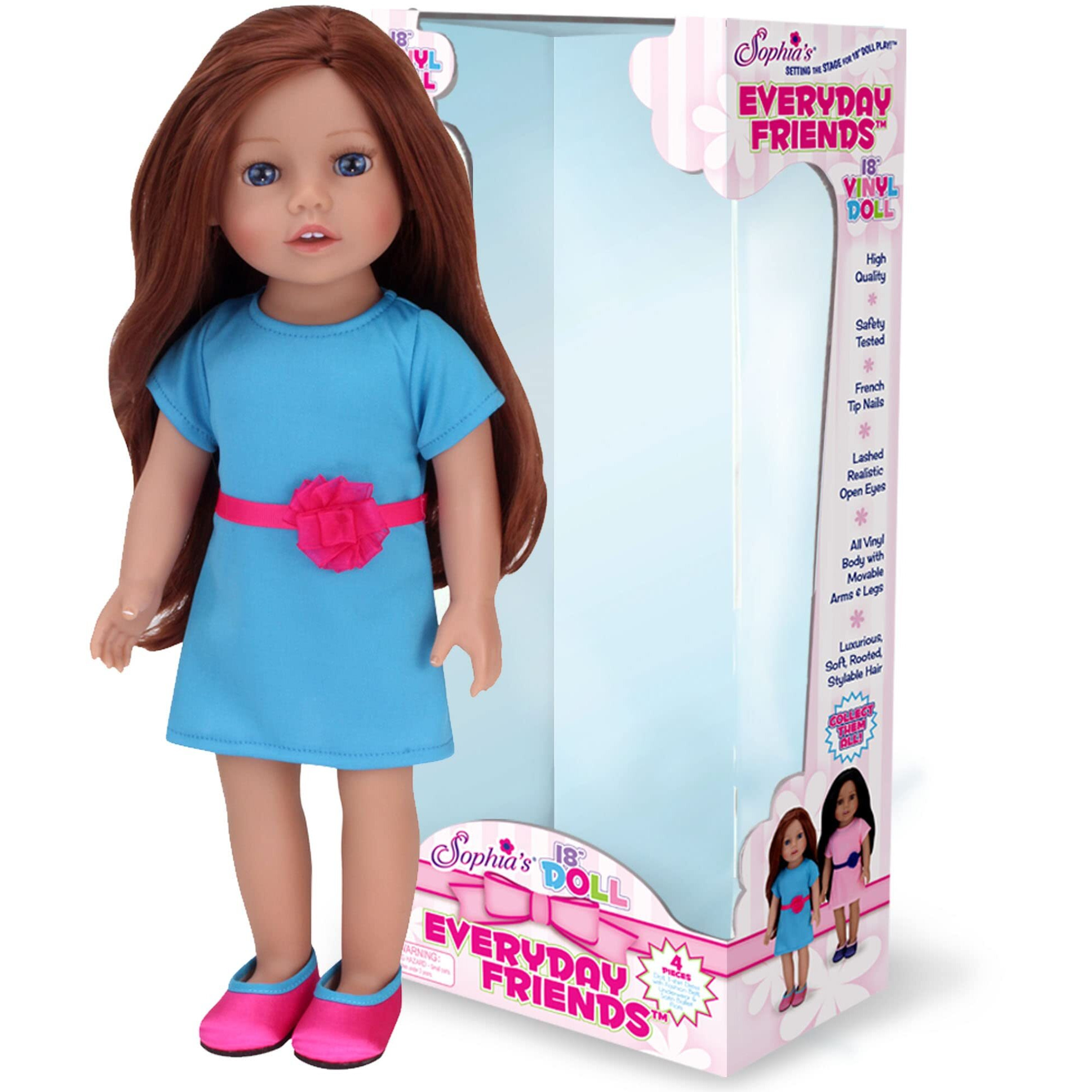 Sophia's Everyday Girl Collection Posable 18'' All Vinyl Doll Hailey With Auburn Hair, Blue Eyes And Light Skin Tone
