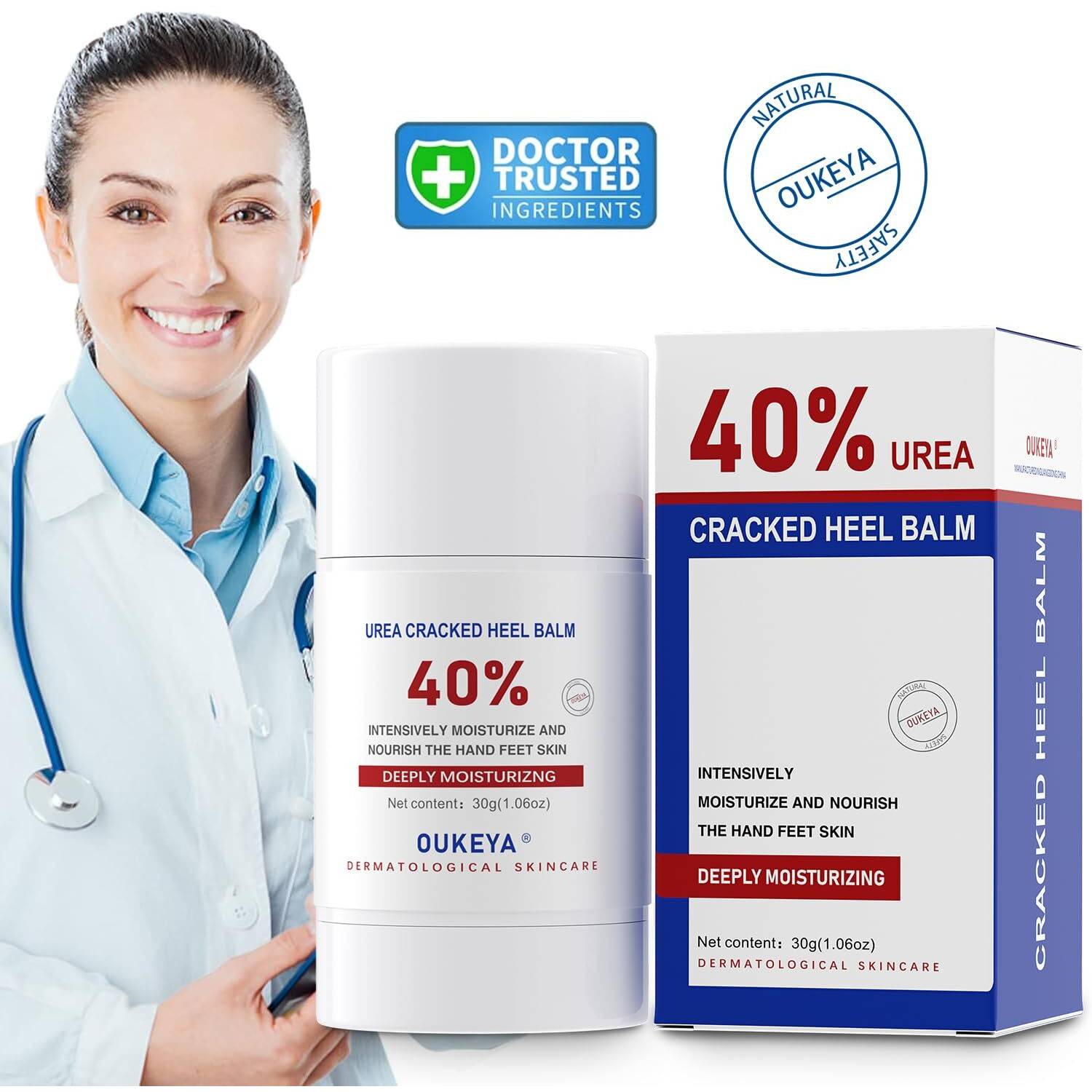 Oukeya Urea Cream Stick 40 Percent, Heel Balm, Urea Hand Cream Stick And Foot Cream Stick For Dry Cracked, Cracked Heel Treatment, Avoid Frostbite, 40 Percent Urea Lotion For Feet Maximum Strength
