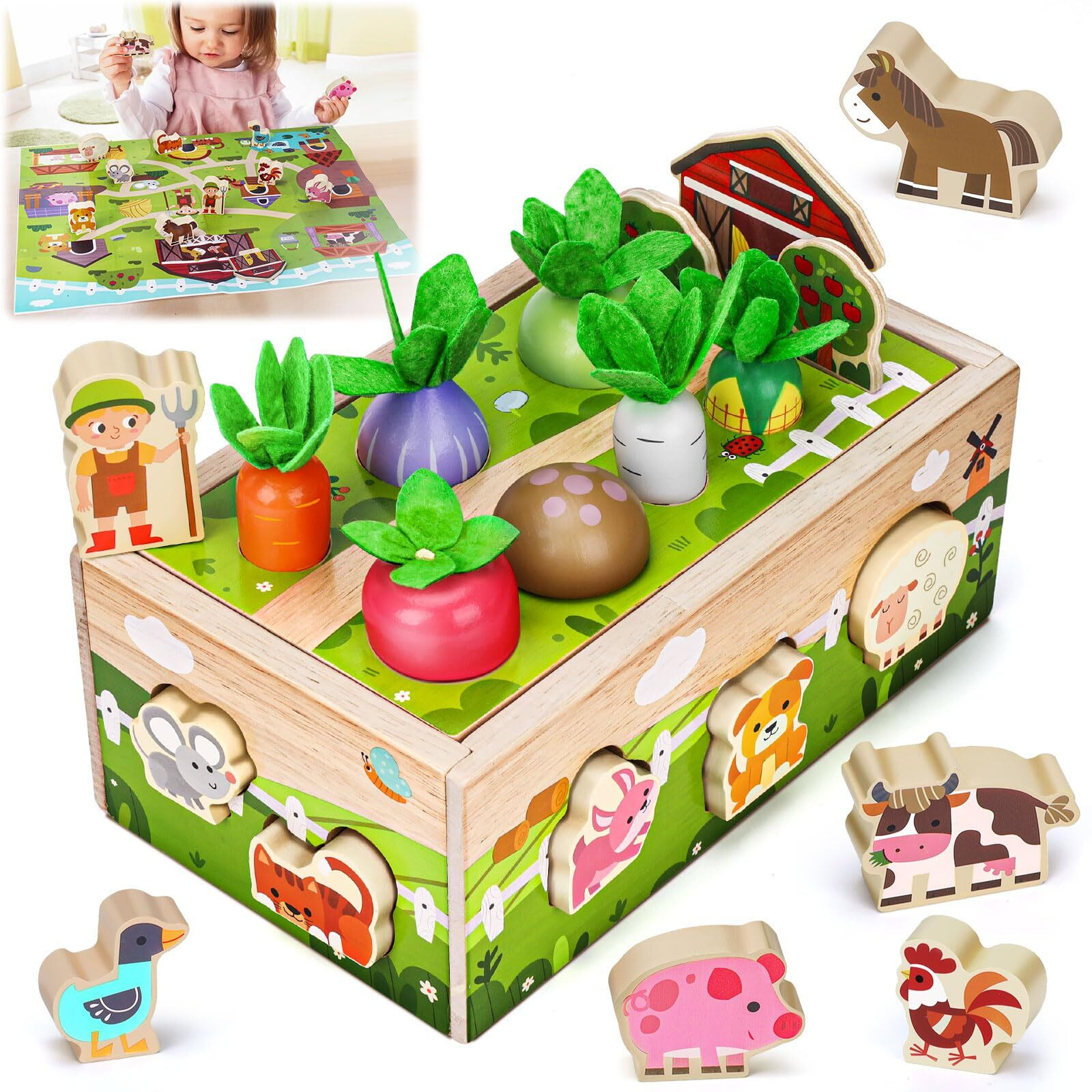 Montessori Wooden Sensory Toddler Toys Toy For 1 Year Old Boys Girls Birthday Gifts | 1St One First Birthday Gift For 1 Year Old Girl Boy, Educational Learning Toy For 1-2 Year Old Fine Motor Skills
