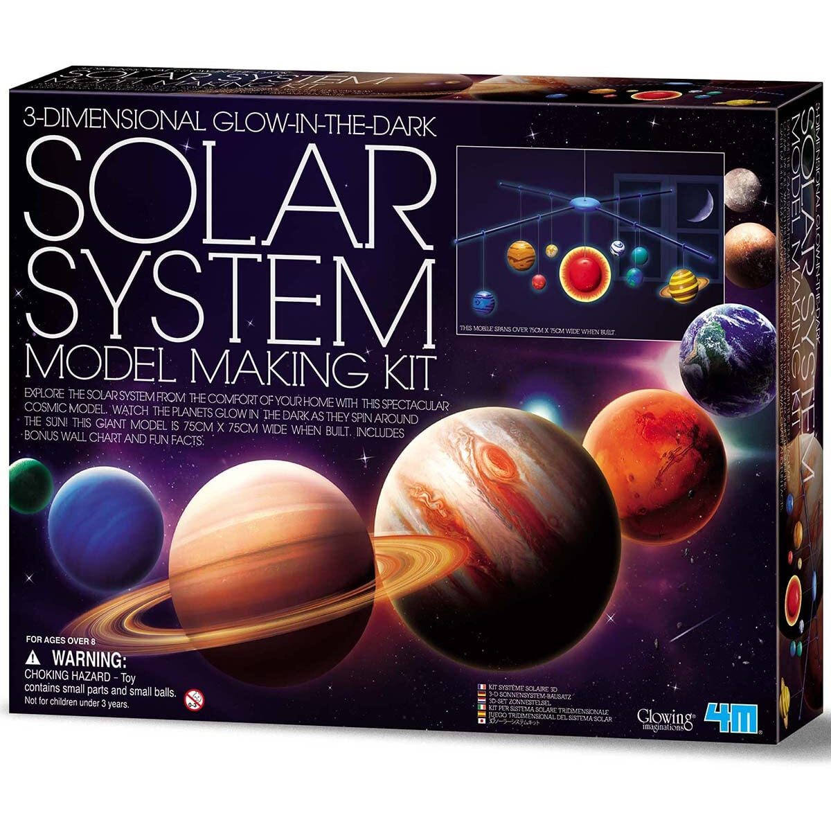 4M 3D Glow-In-The-Dark Solar System Mobile Making Kit - Diy Science Astronomy Learning Stem Toys Educational Gift For Kids & Teens, Girls & Boys