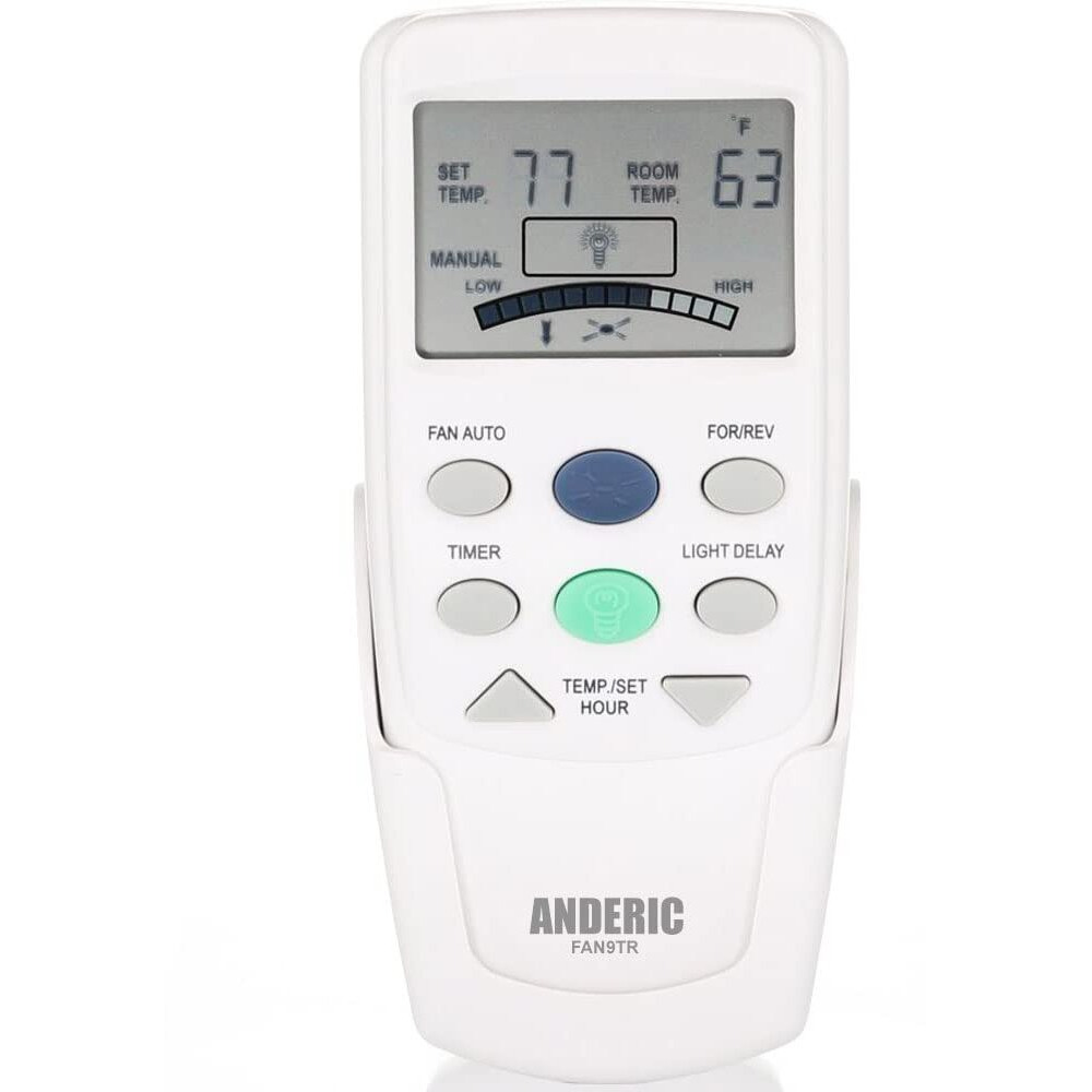 Anderic Replacement Fan-9T With Reverse Key Thermostatic Remote Control For Hampton Bay Ceiling Fans - Fan9T (Fcc Id L3Hfan9T, Pn Fan9Tr, Works Receiver Fan10R, Fan-10R)