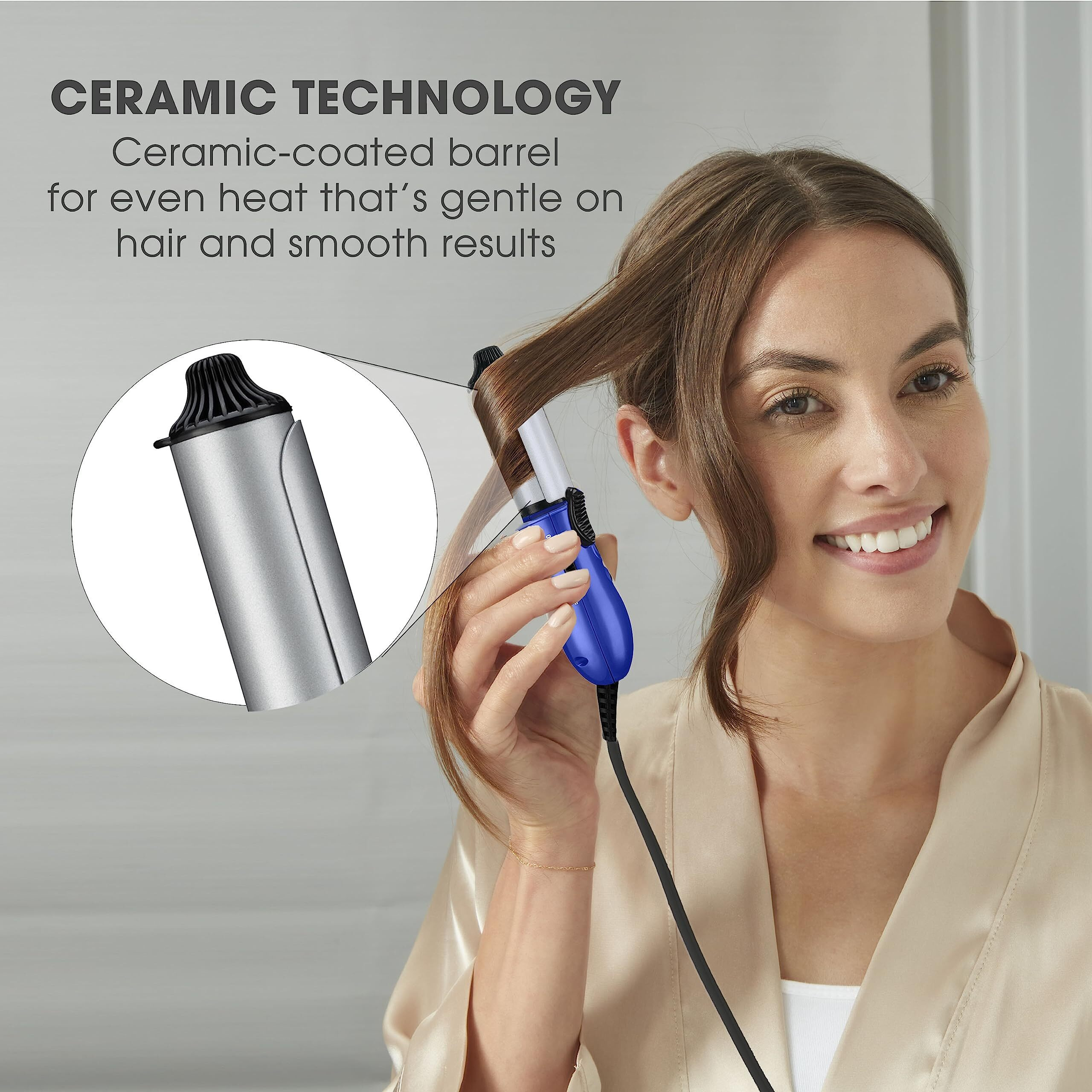 Conair Travel Curling Iron, Mini 1 Inch Ceramic Curling Iron In Blue By Travel Smart