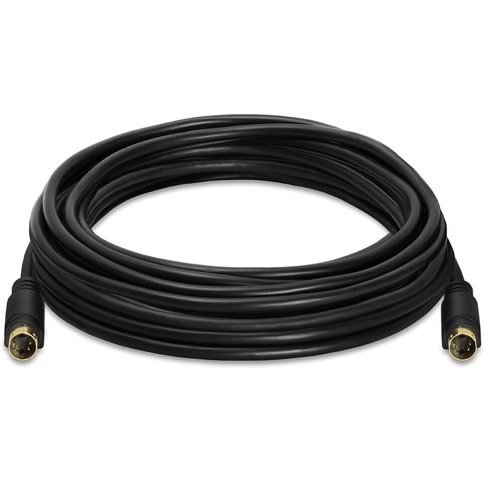 Cmple - S Video Cable 25 Ft Svhs 4-Pin Video Cable Mini Din S-Video Cord For Home Theater, Camcorder, Dss Receiver, Dvd Player- Black