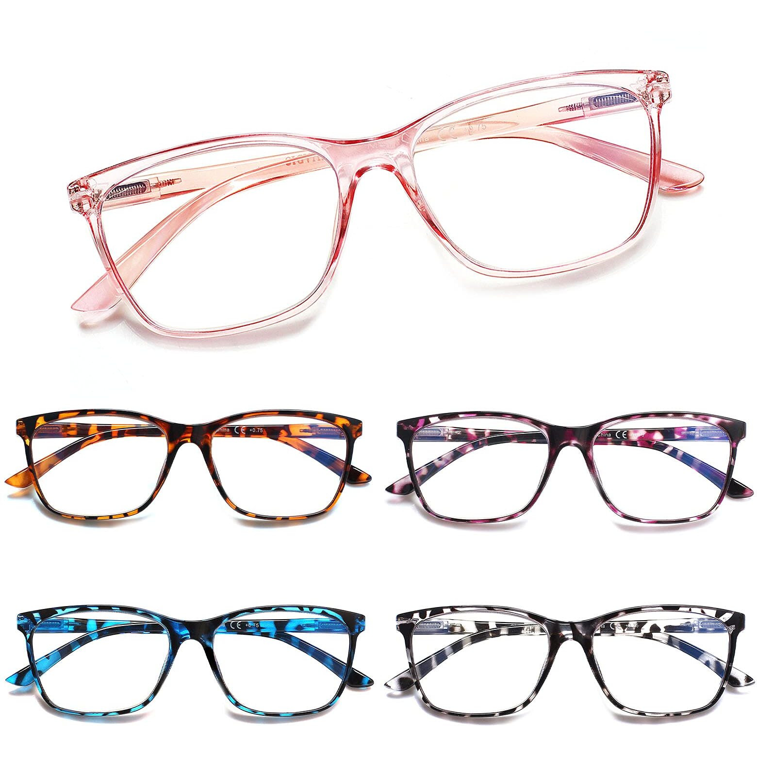 Sigvan Ladies Reading Glasses Blue Light Blocking Spring Hinge Fashion Pattern Print Eyeglasses For Women (Tortoiseshell, 1.75)