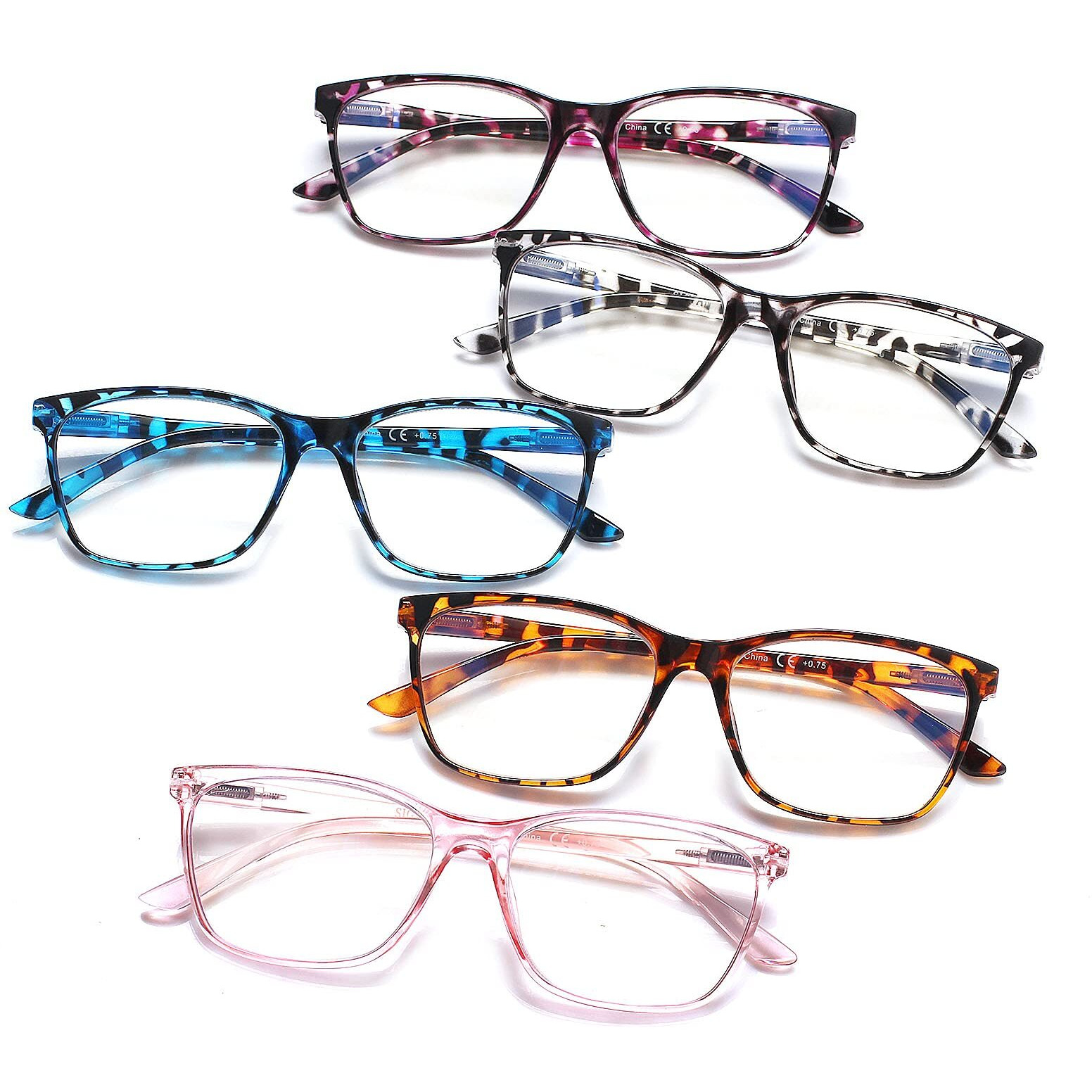 Sigvan Ladies Reading Glasses Blue Light Blocking Spring Hinge Fashion Pattern Print Eyeglasses For Women (Tortoiseshell, 1.75)