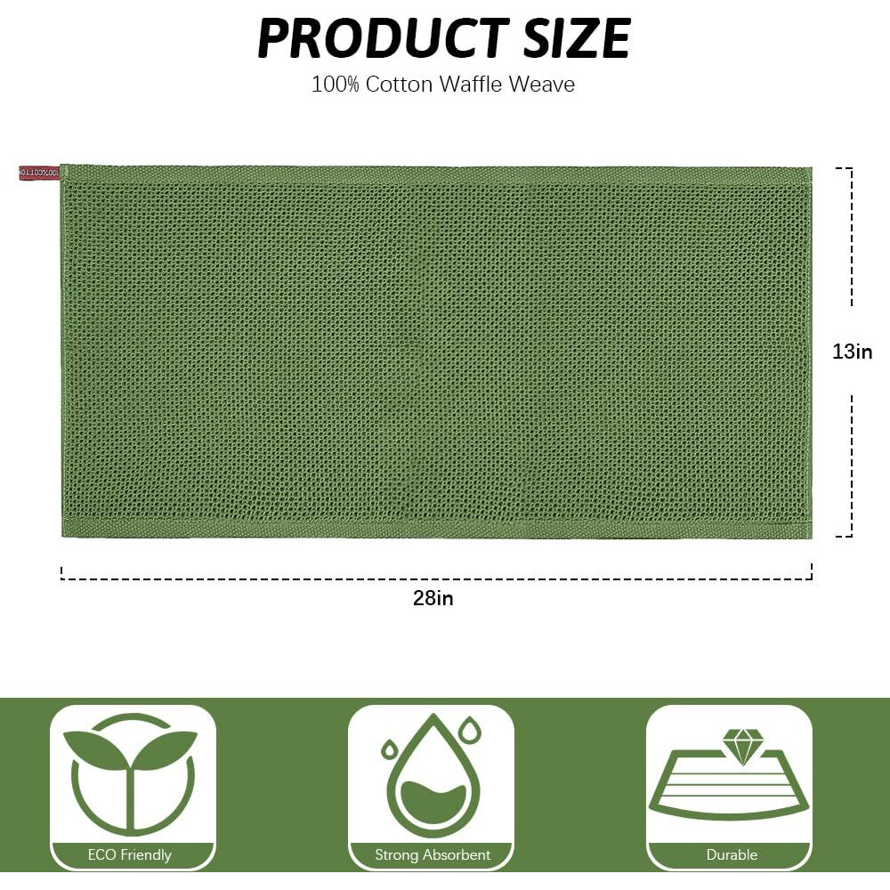 Nialnant 6 Pack Kitchen Towels,Large 100% Cotton Hand Towels,Absorbent Dish Towels For Drying Dishes-Green