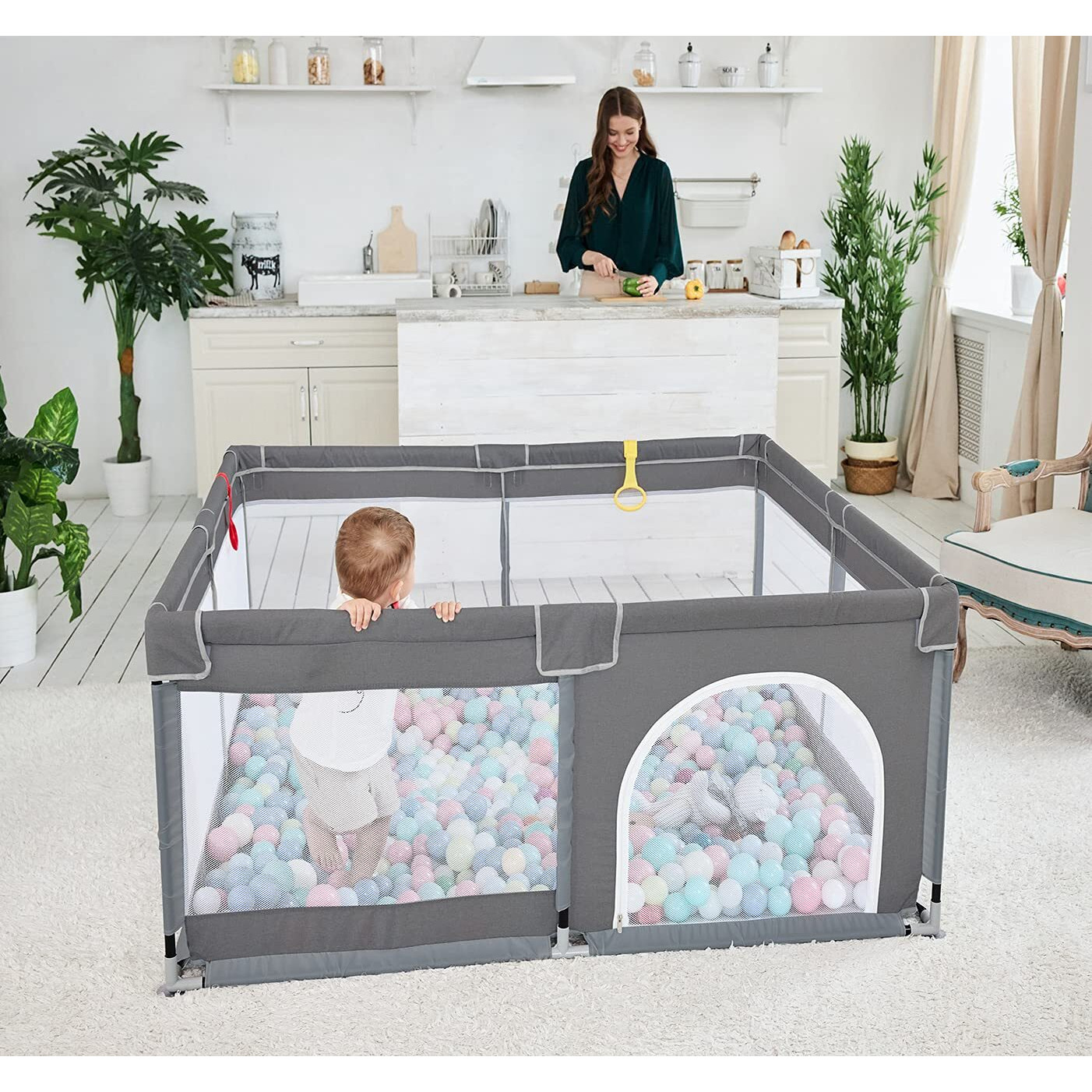 Todale Baby Playpen 50     50    Gray Playpen For Babies And Toddlers, Safe & Sturdy, Small Baby Play Yard With Anti-Slip Base & Breathable Mesh- Indoor & Outdoor Baby Play Pen For Toddler & Infant