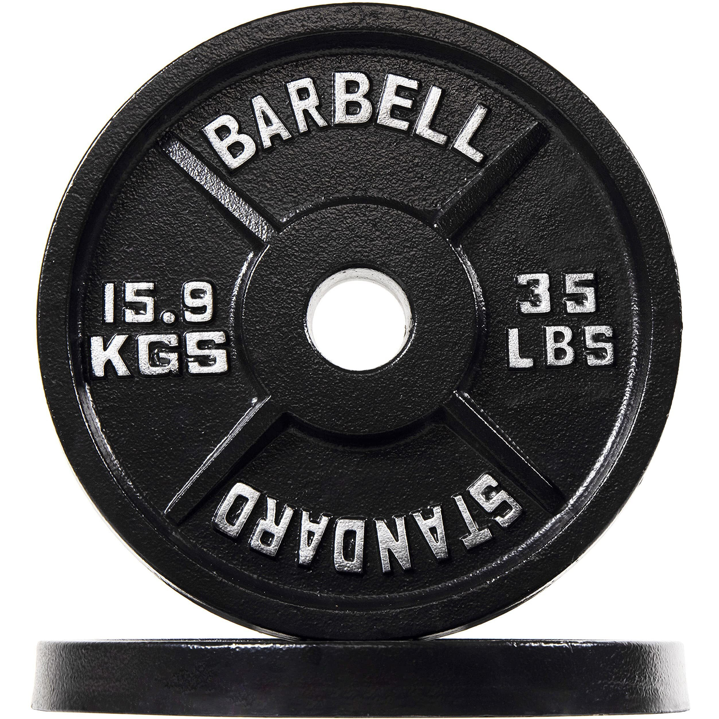 Fitvids Olympic 2-Inch Cast Iron Plate Weight Plate For Strength Training And Weightlifting, Vintage Style, 35Lb Pair