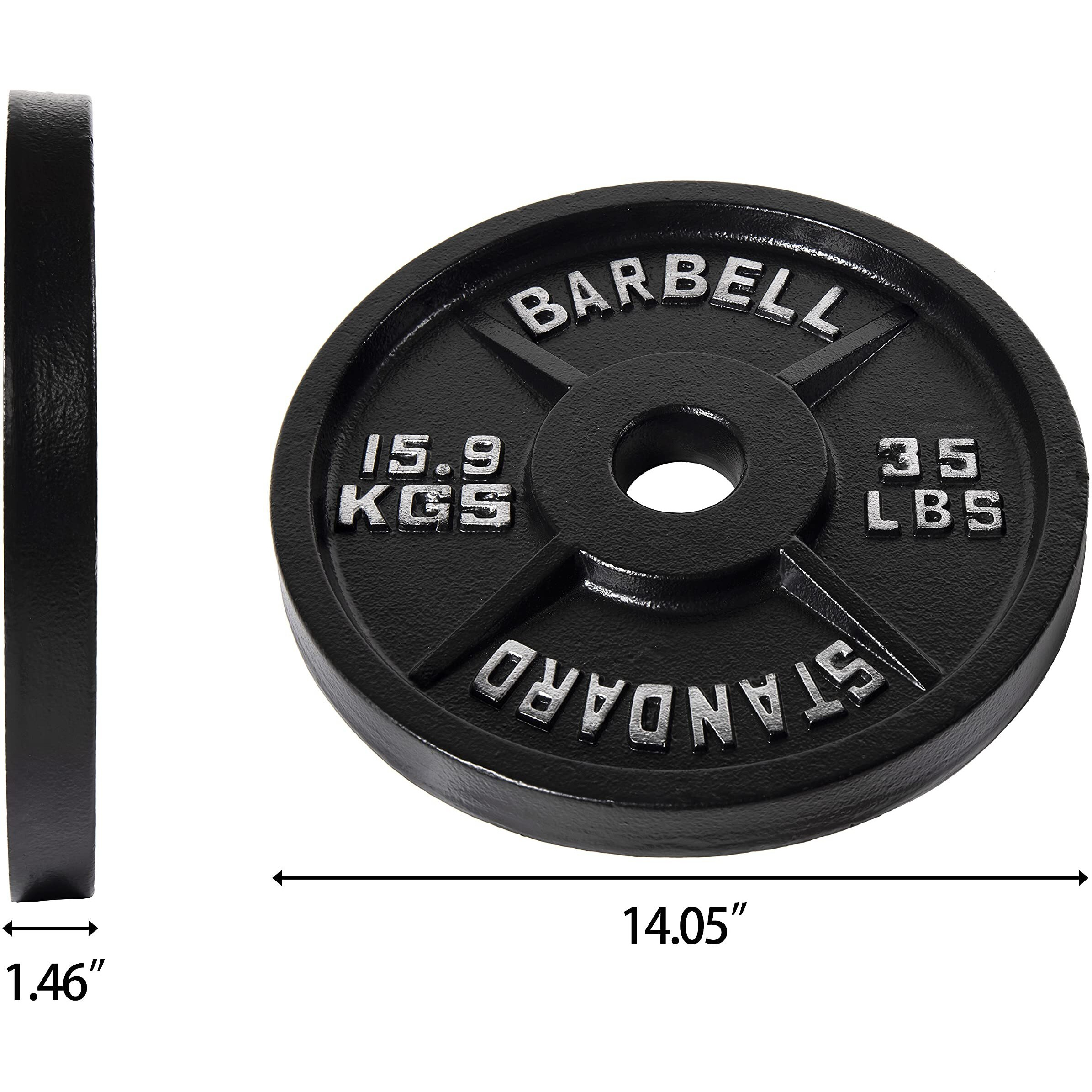 Fitvids Olympic 2-Inch Cast Iron Plate Weight Plate For Strength Training And Weightlifting, Vintage Style, 35Lb Pair