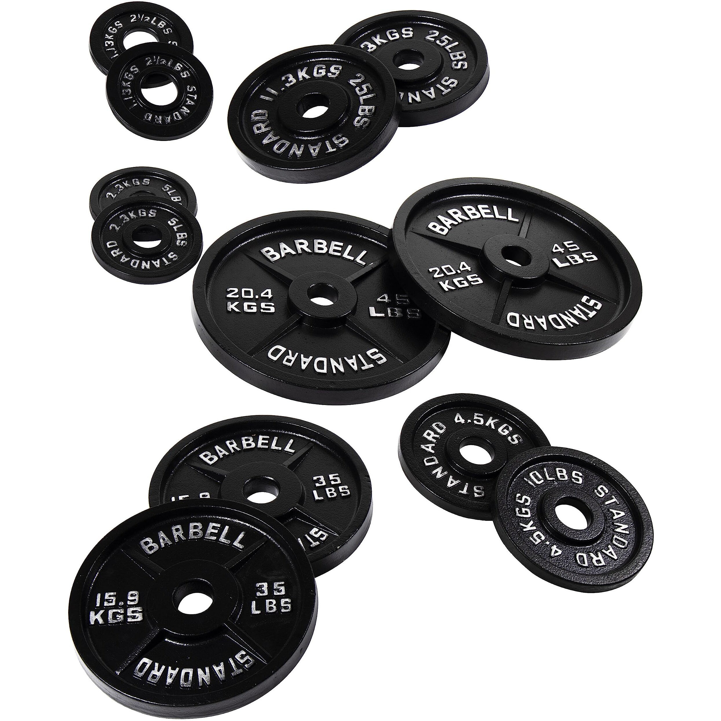 Fitvids Olympic 2-Inch Cast Iron Plate Weight Plate For Strength Training And Weightlifting, Vintage Style, 35Lb Pair