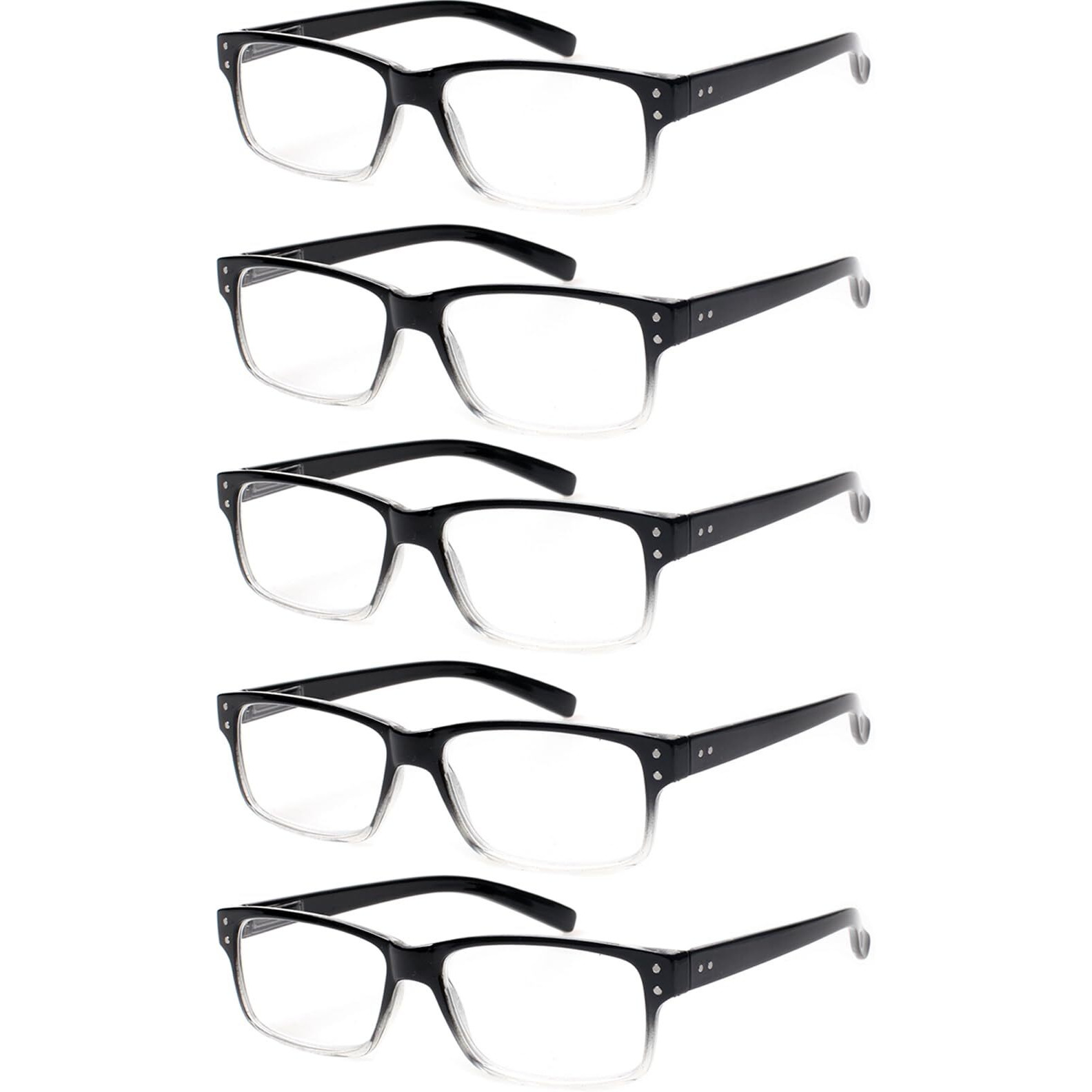 Norperwis Reading Glasses 5 Pairs Quality Readers Spring Hinge Glasses For Reading For Men And Women (5Pcs - Black/Clear, 3.50)