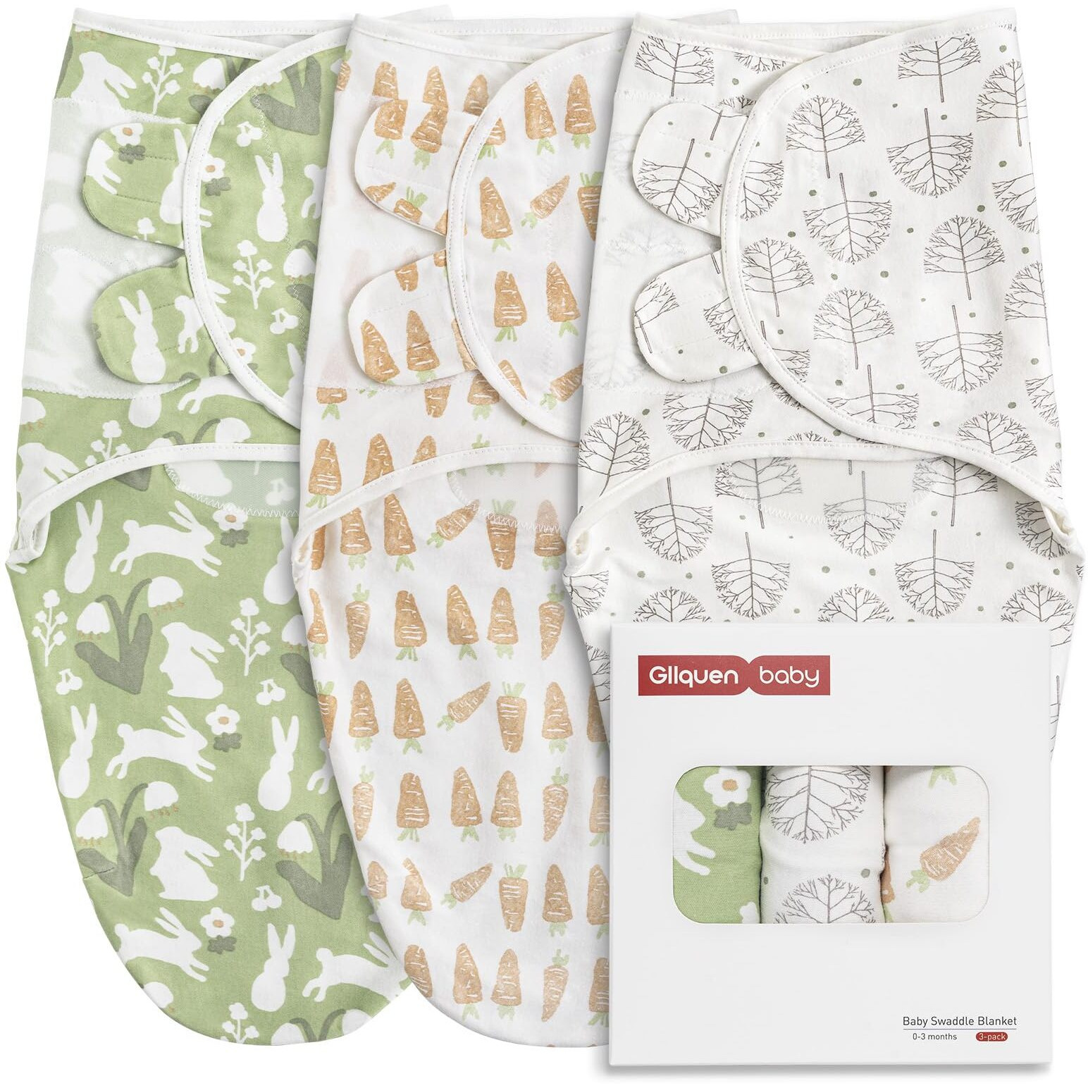 Gllquen Baby Swaddle Blanket Sleep Sacks For Newborn - Baby Swaddles 0-3 Months, 3-Pack Newborn Swaddle Sack, Baby Swaddle Wrap, Baby Essentials, Registry & Gift (Small/Medium)