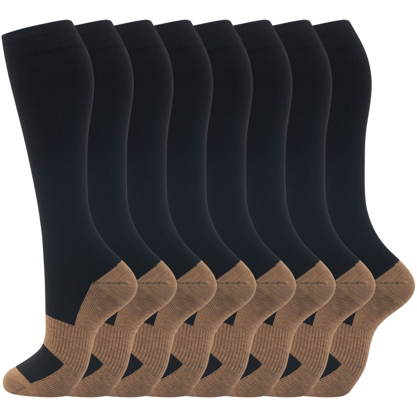 Fenglaoda 8 Pairs Compression Socks For Men & Women 20-30 Mmhg Knee High Nurse Pregnant Running Medical And Travel Athletic