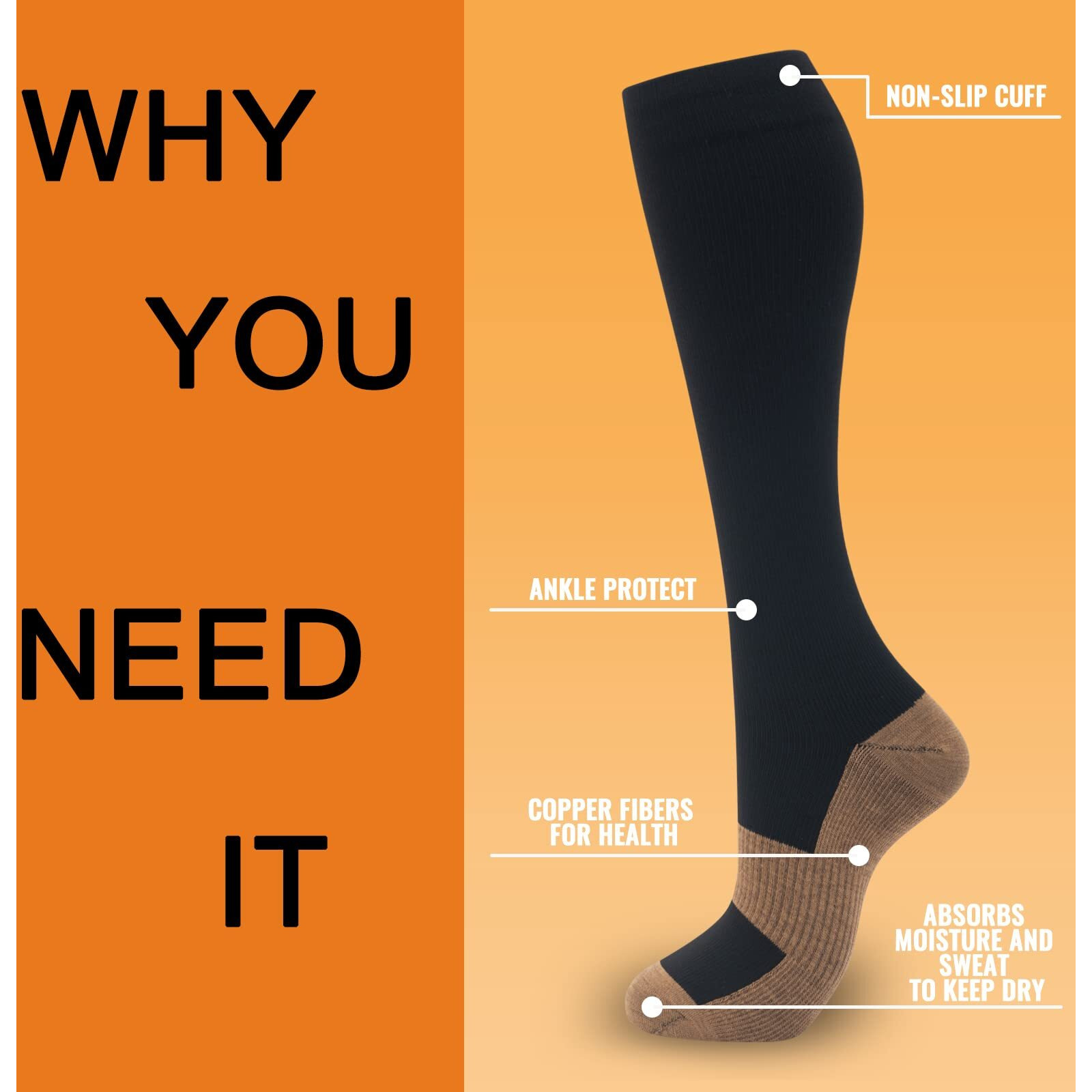 Fenglaoda 8 Pairs Compression Socks For Men & Women 20-30 Mmhg Knee High Nurse Pregnant Running Medical And Travel Athletic