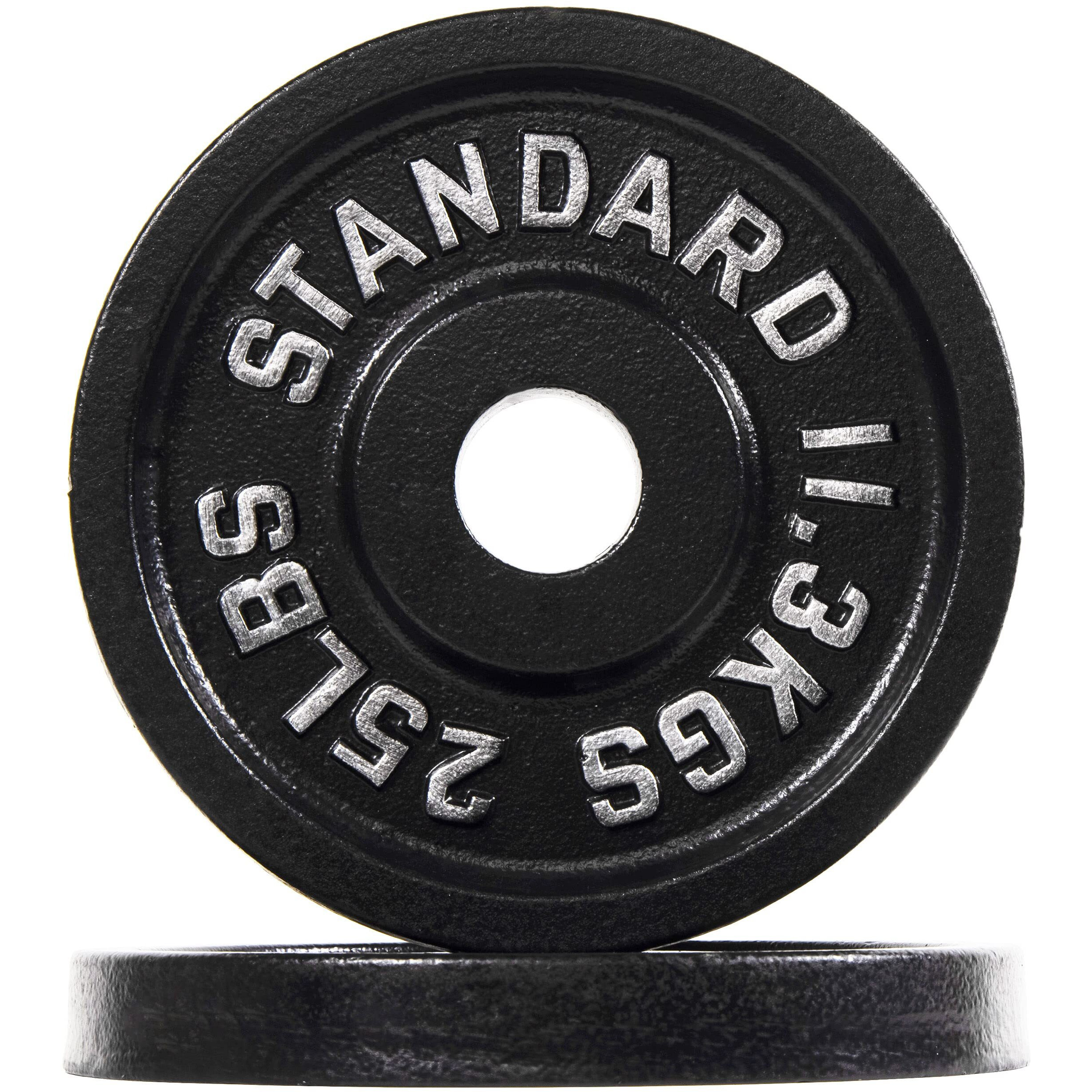 Fitvids Olympic 2-Inch Cast Iron Plate Weight Plate For Strength Training And Weightlifting, Vintage Style, Alloy Steel,25Lb Pair