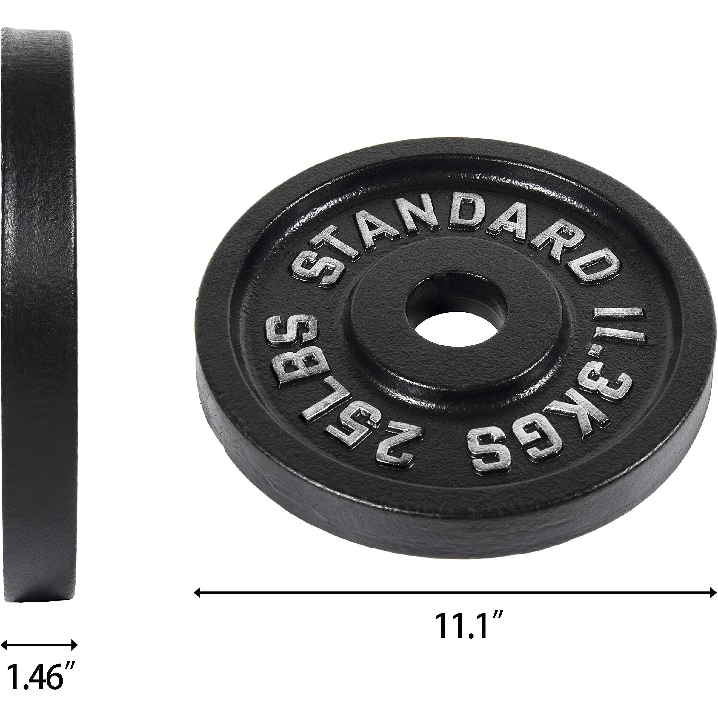 Fitvids Olympic 2-Inch Cast Iron Plate Weight Plate For Strength Training And Weightlifting, Vintage Style, Alloy Steel,25Lb Pair