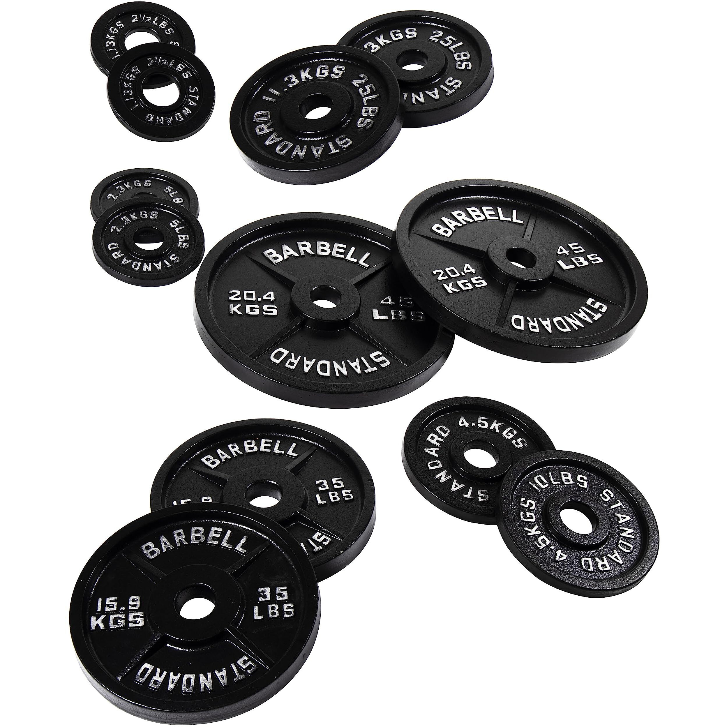 Fitvids Olympic 2-Inch Cast Iron Plate Weight Plate For Strength Training And Weightlifting, Vintage Style, Alloy Steel,25Lb Pair