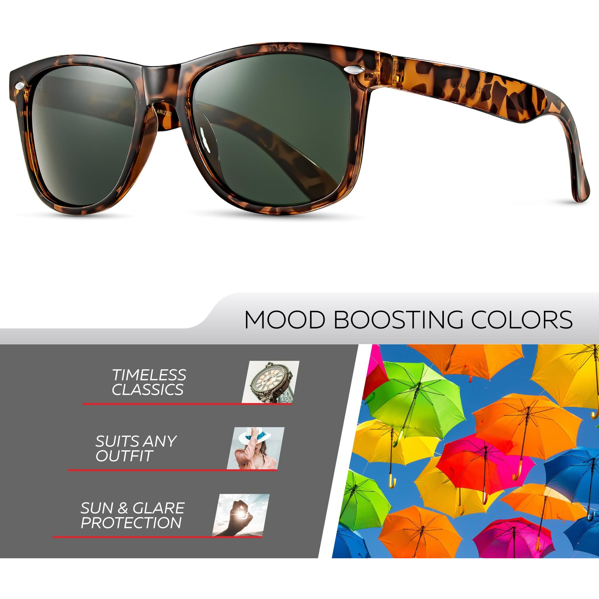 Retro Rewind Polarized Sunglasses For Men And Women - Uv Protection Classic Mens Womens Sun Glasses - Cool Vintage 80S Shades