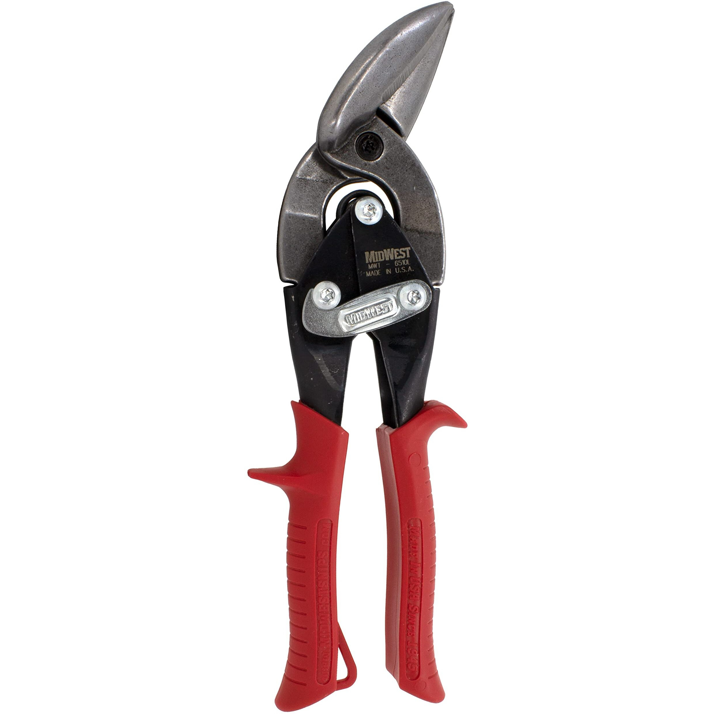 Midwest Tool And Cutlery Aviation Snip - Left Cut Offset Tin Cutting Shears With Forged Blade & Kush'N-Power Comfort Grips - Mwt-6510L