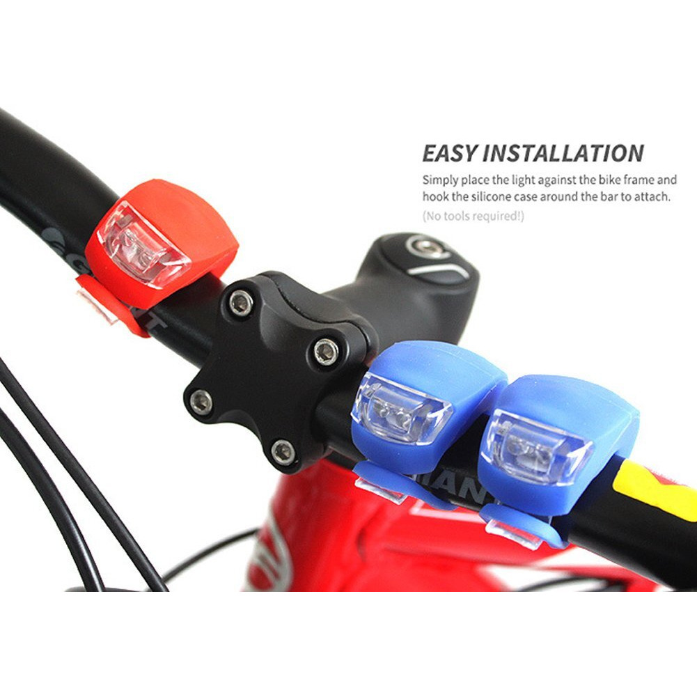 Malker Bicycle Light Front And Rear Silicone Led Bike Light Set - Bike Headlight And Taillight,Waterproof & Safety Road,Mountain Bike Lights,Batteries Included (4Pcs Red & 4Pcs Black)