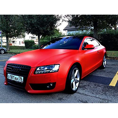 Vvivid+ Premium Vinyl Wrap Film (1.49Ft X 5Ft, Matte Rosso Corsa (Ferrari) Red)