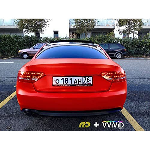 Vvivid+ Premium Vinyl Wrap Film (1.49Ft X 5Ft, Matte Rosso Corsa (Ferrari) Red)