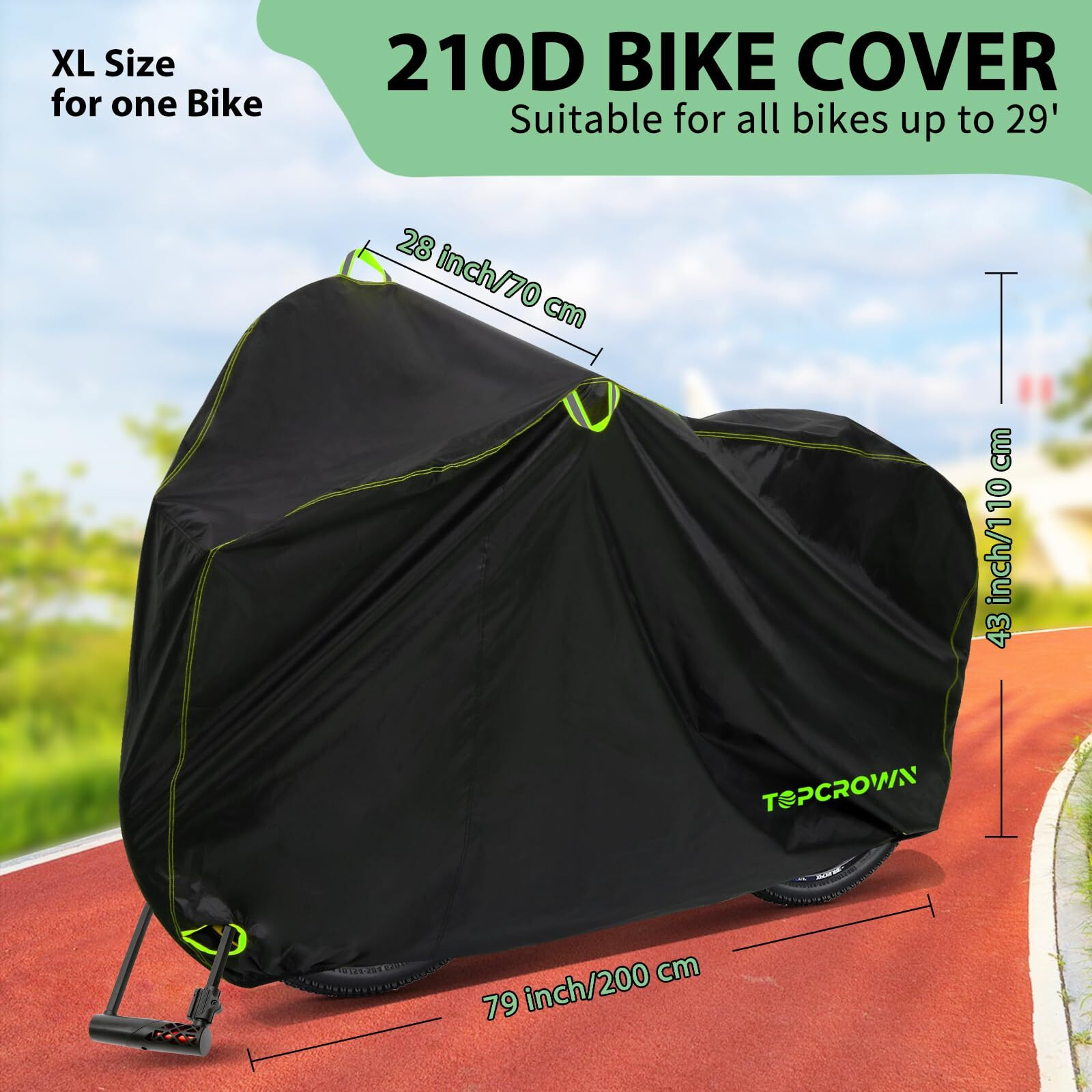 Topcrown Bike Cover Waterproof Outdoor Storage For 1/2/3 Bike Up To 29"", Bicycle Cover With Storage Bag, Rain/Snow/Uv/Dust/Wind Proof For Mountain/Road/City/Electric Bike/Ebike
