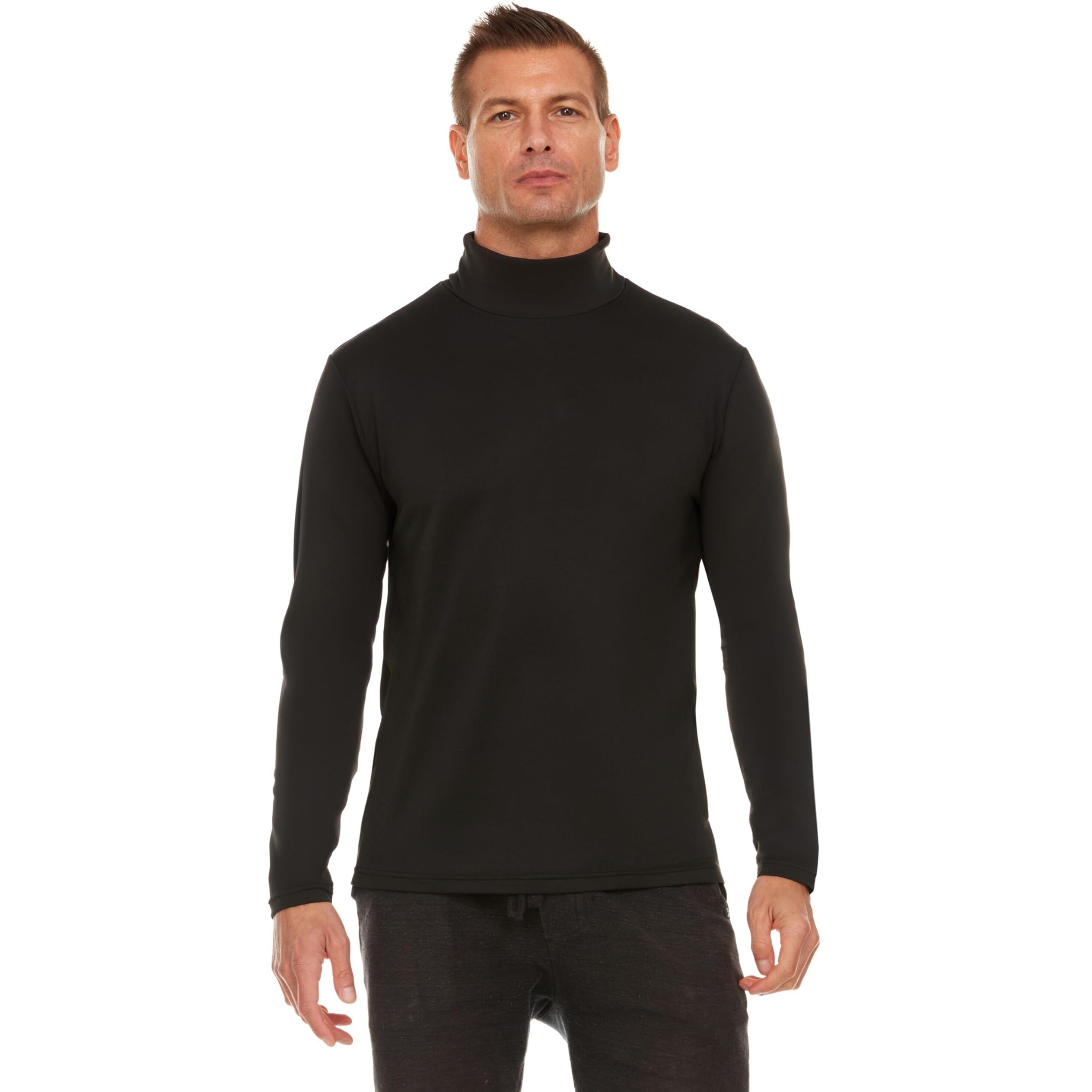 Thermajohn Black Mens Turtleneck Long Sleeve Shirts Slim Fit Thermal M