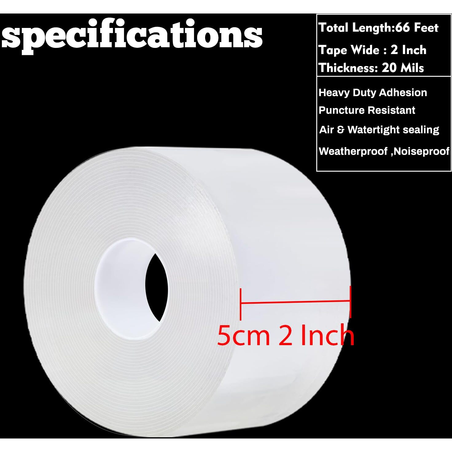 Transparent Window Weather Sealing Tape 2 Inch X 16.5 Ft Weather Stripping Residue-Free Clear Window Insulation Tape For Doors Windows And Shower Glass Gaps (2 In * 16.5 Ft)