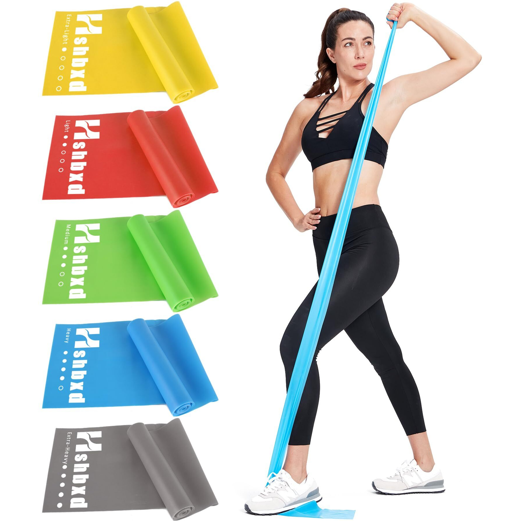 Resistance Bands For Working Out Women And Men, Physical Therapy Bands, Elastic And Exercise Bands Set For Stretching, Suitable For Rehab, Yoga, Pilates, Gym, Home Exercise (Five Colors)