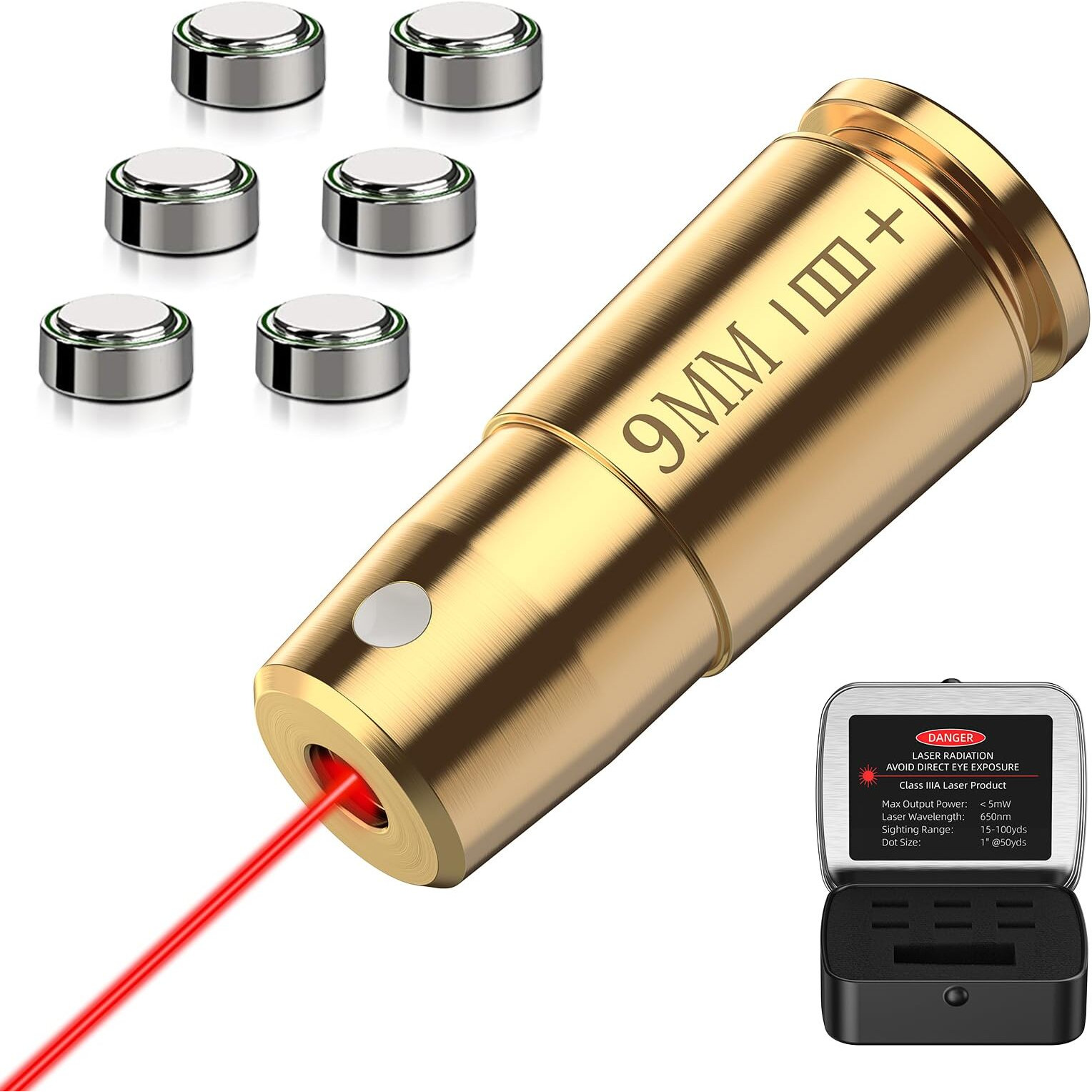 Ezshoot 9Mm Laser Bore Sighter Red Laser Bore Sight With 3 Sets Of Batteries