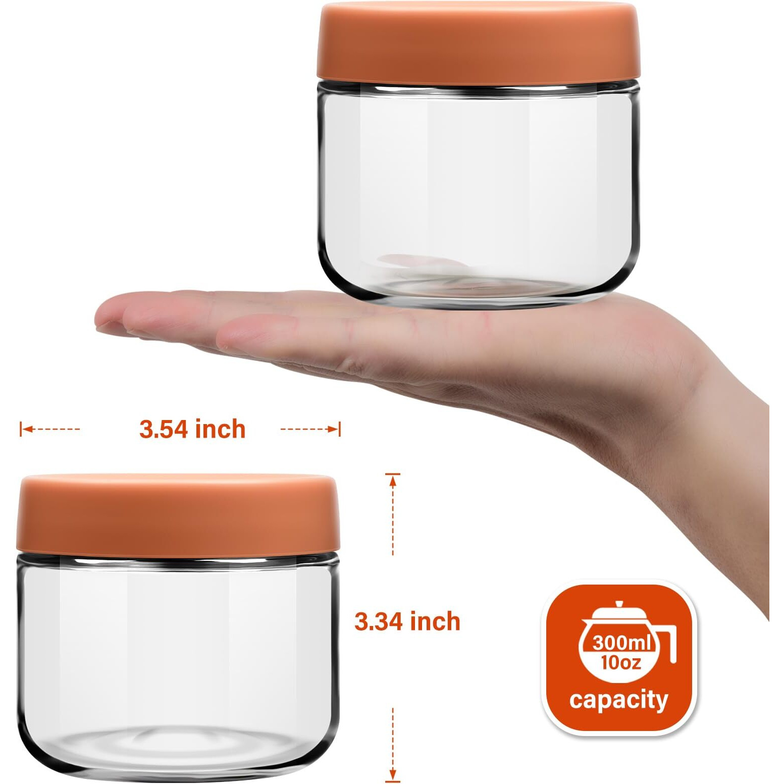 Eonjoe 10 Oz Glass Jars With Lids Meal Prep Portion Control Containers Pudding Yogurt Overnight Oats Salad Snack Cereal Candy Food Storage Cups Bowls Airtight