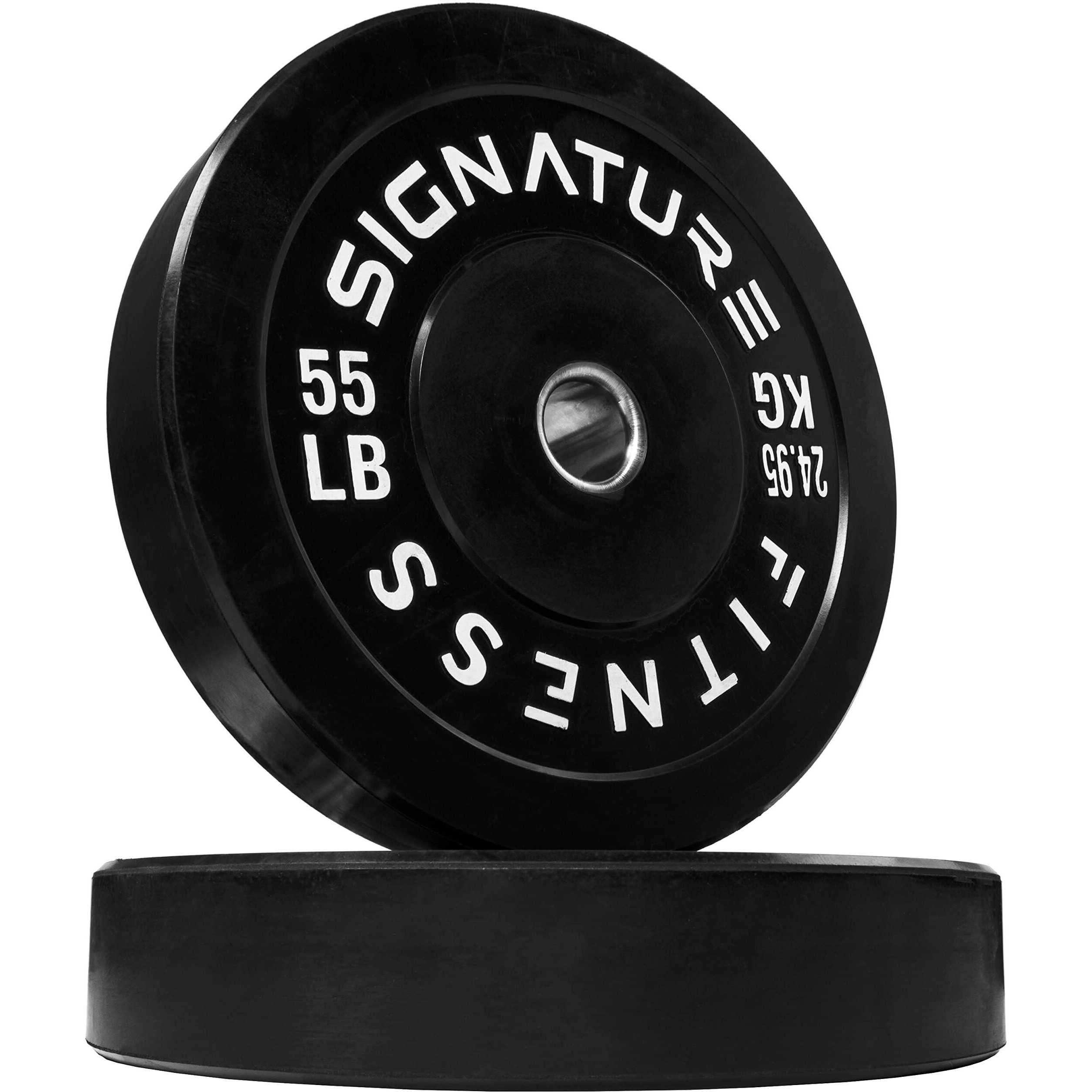 Fitvids 2"" Olympic Bumper Plate Weight Plates With Steel Hub, 55Lb, Pair