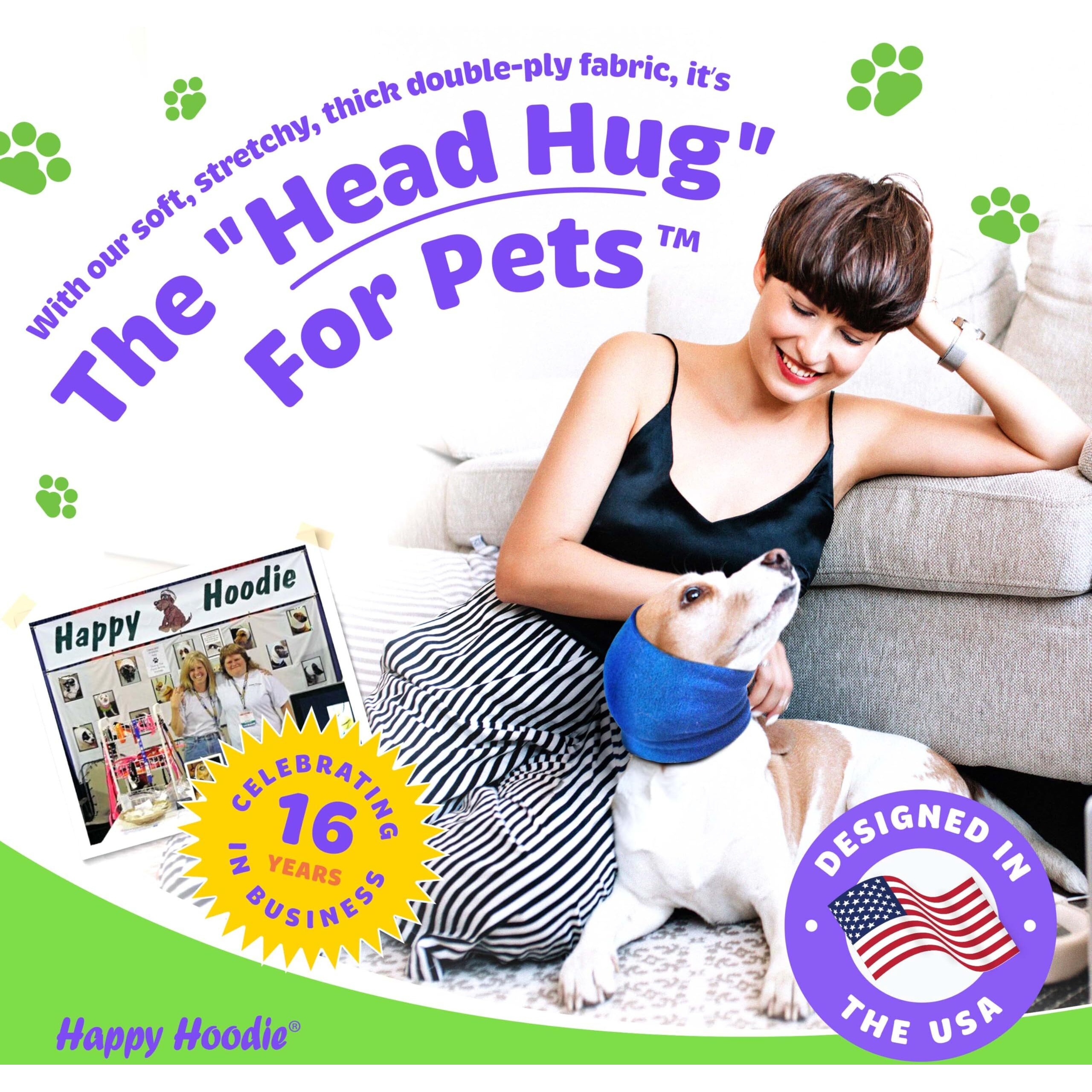 Happy Hoodie The Original Dog & Cat Calming Band, Anxiety Relief/Noise Protection-Grooming-Thunder-Fireworks (Xs, Blue)