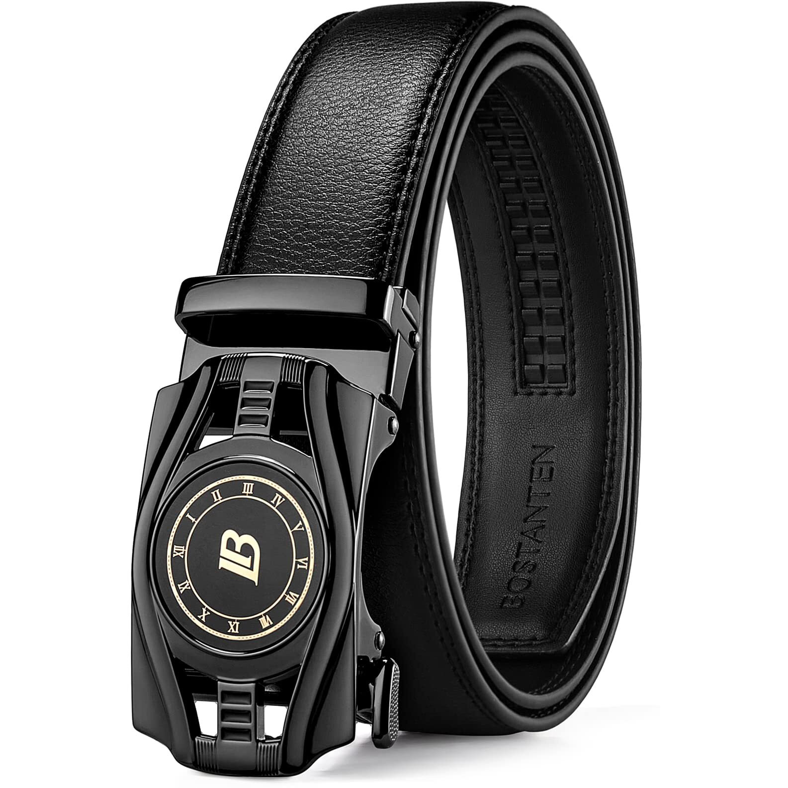 Bostanten Mens Belt Leather Ratchet Belt For Men Dress And Casual With Adjustable Buckle, Trim To Fit