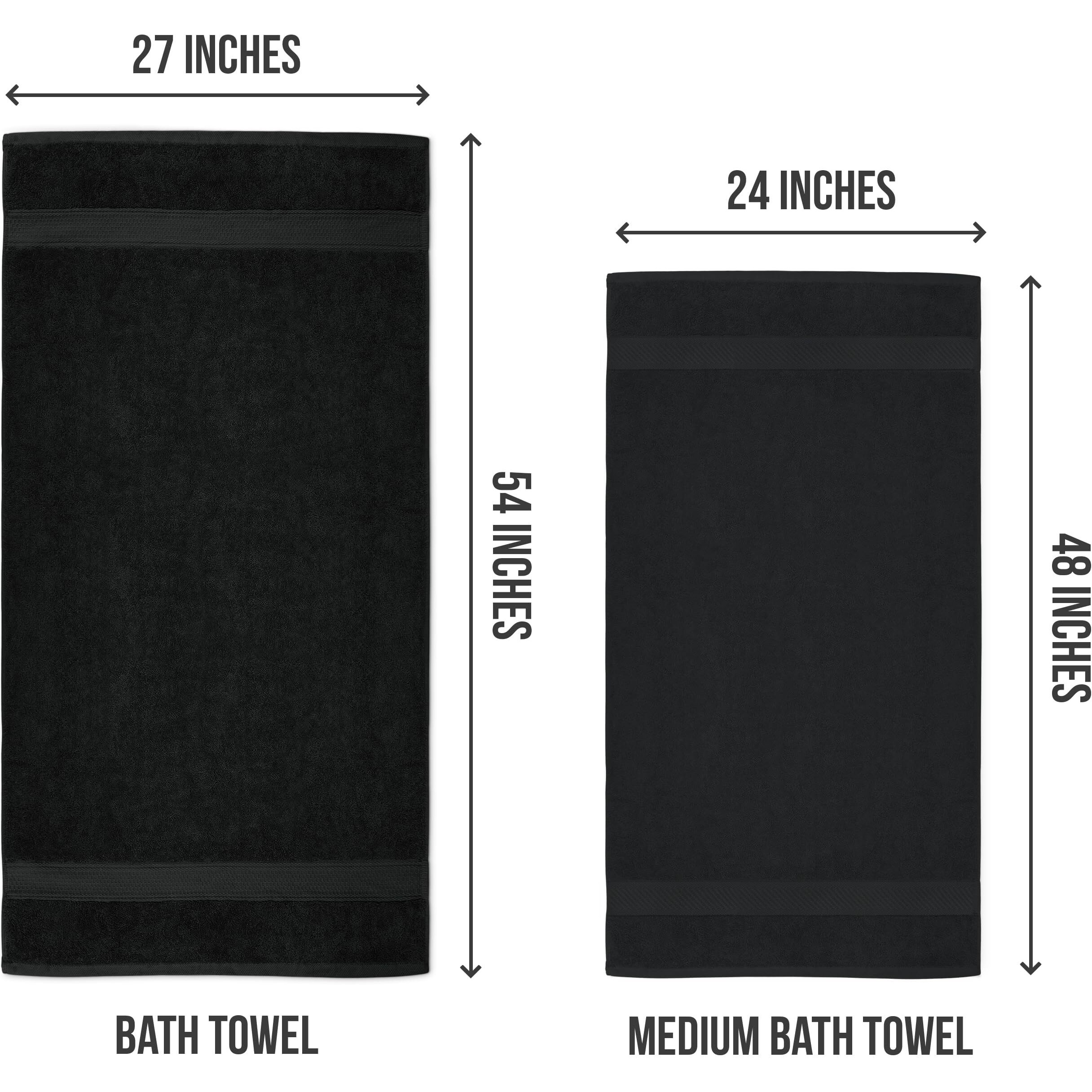 Utopia Towels 6 Pack Bath Towel Set (24 X 48 Inches), 500 Gsm 100% Ring Spun Cotton Medium Lightweight And Highly Absorbent Quick Drying, Premium Towels For Hotel, Spa And Bathroom (Black)