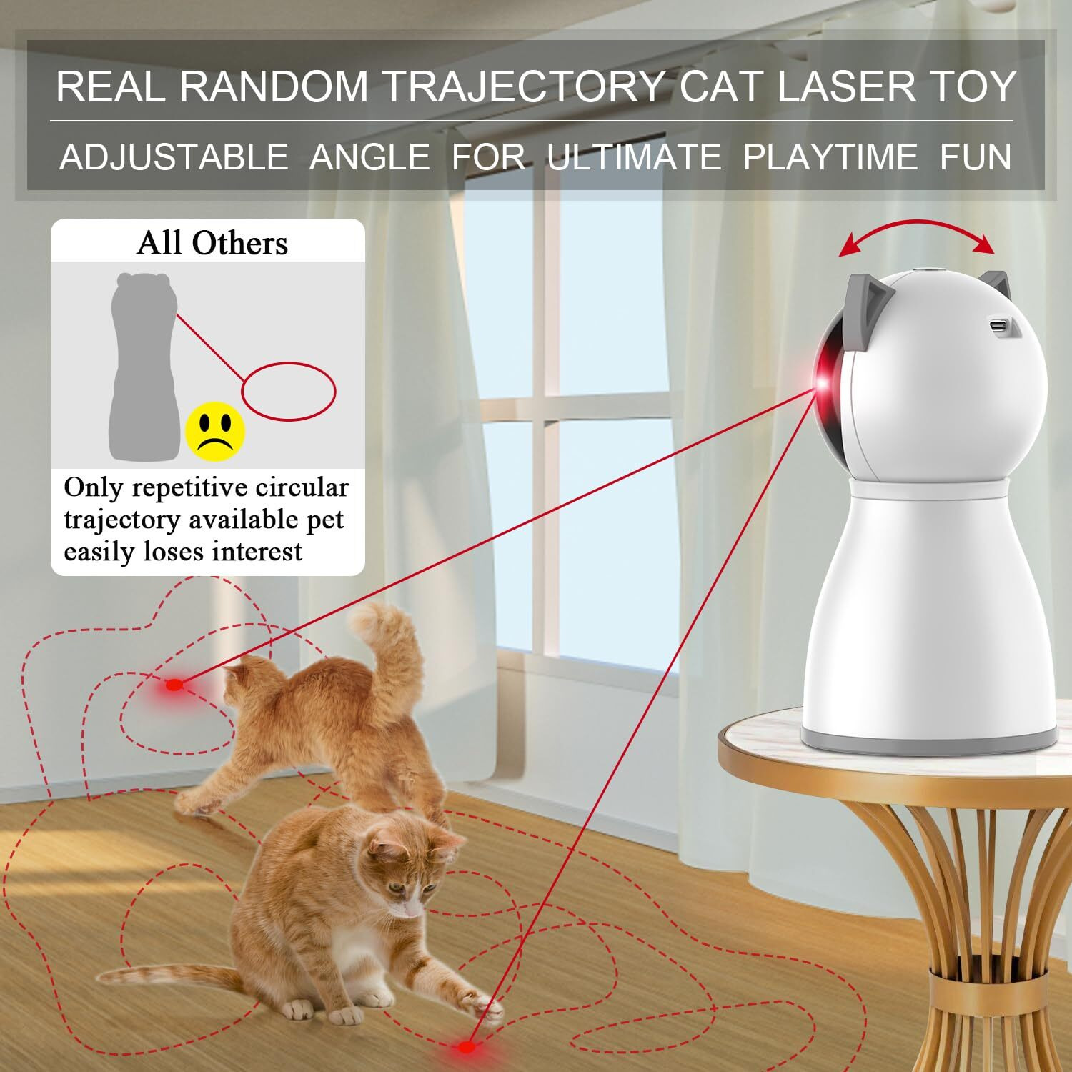 Yve Life Laser Cat Toys For Indoor Cats,The 4Th Generation Real Random Trajectory Motion Activated Rechargeable Automatic Cat Laser Toy,Interactive Cat Toys For Bored Indoor Adult