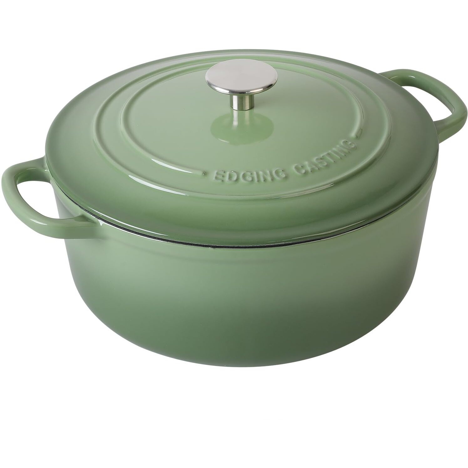 Edging Casting Enameled Dutch Ovens Cast Iron Dutch Oven Pot With Lid For Bread Baking, Cook, Dual Handle, 7 Quart, Pistachio Green