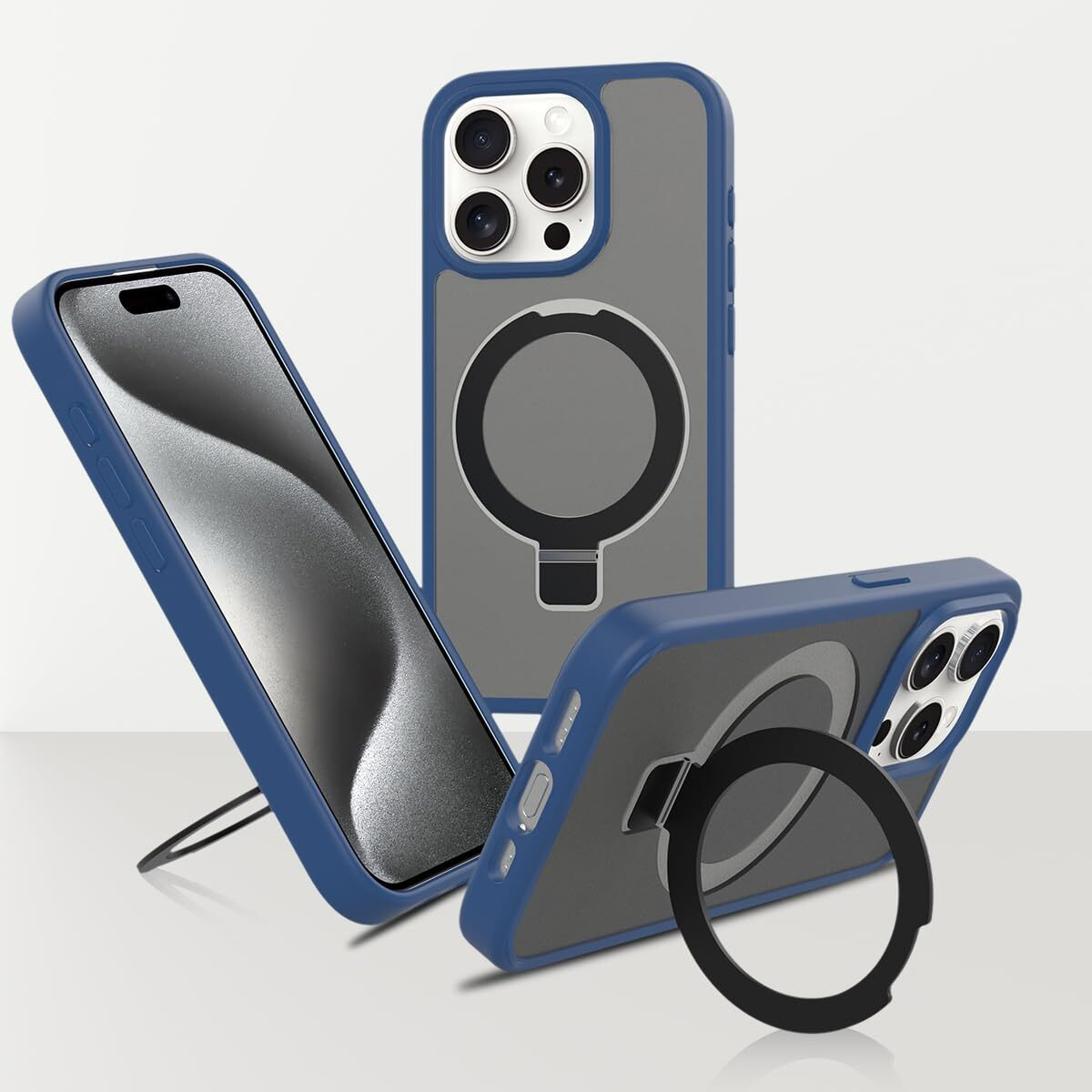 Pinlisheng Magnetic Stand For Iphone Se Case 2022/3Rd/2020/2Nd Gen, Iphone 8/7 Case [Military Grade Drop Tested] Translucent Back Slim Protective Case 4.7 Inch,Blue