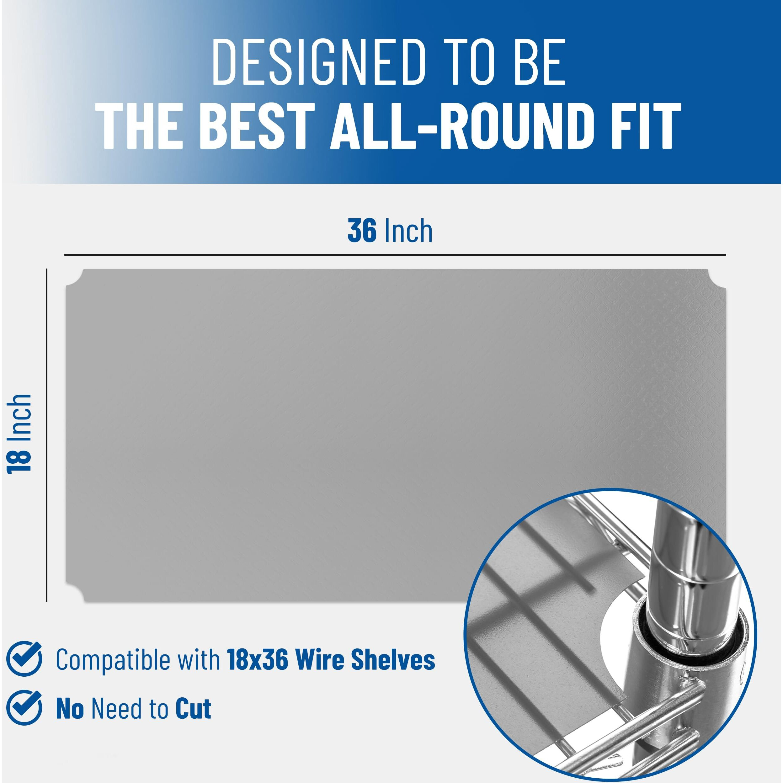 Set Of 4 Shelf Liners For Wire Shelf Liner- Long Lasting Premium Quality- Graphite 18 X 36 Inch